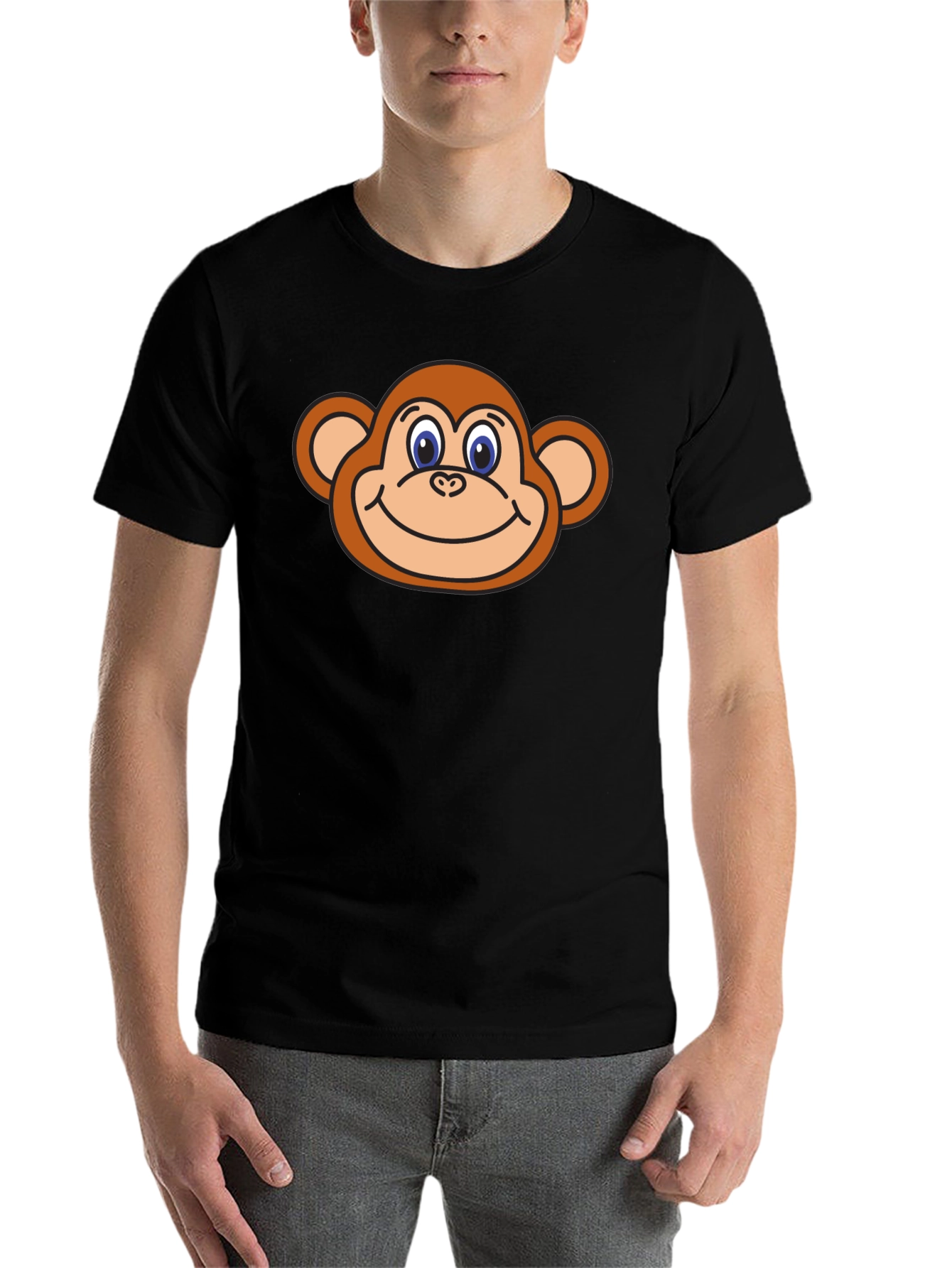 Black Monkey Face Graphic T-Shirt - Black Cotton Tee view 7