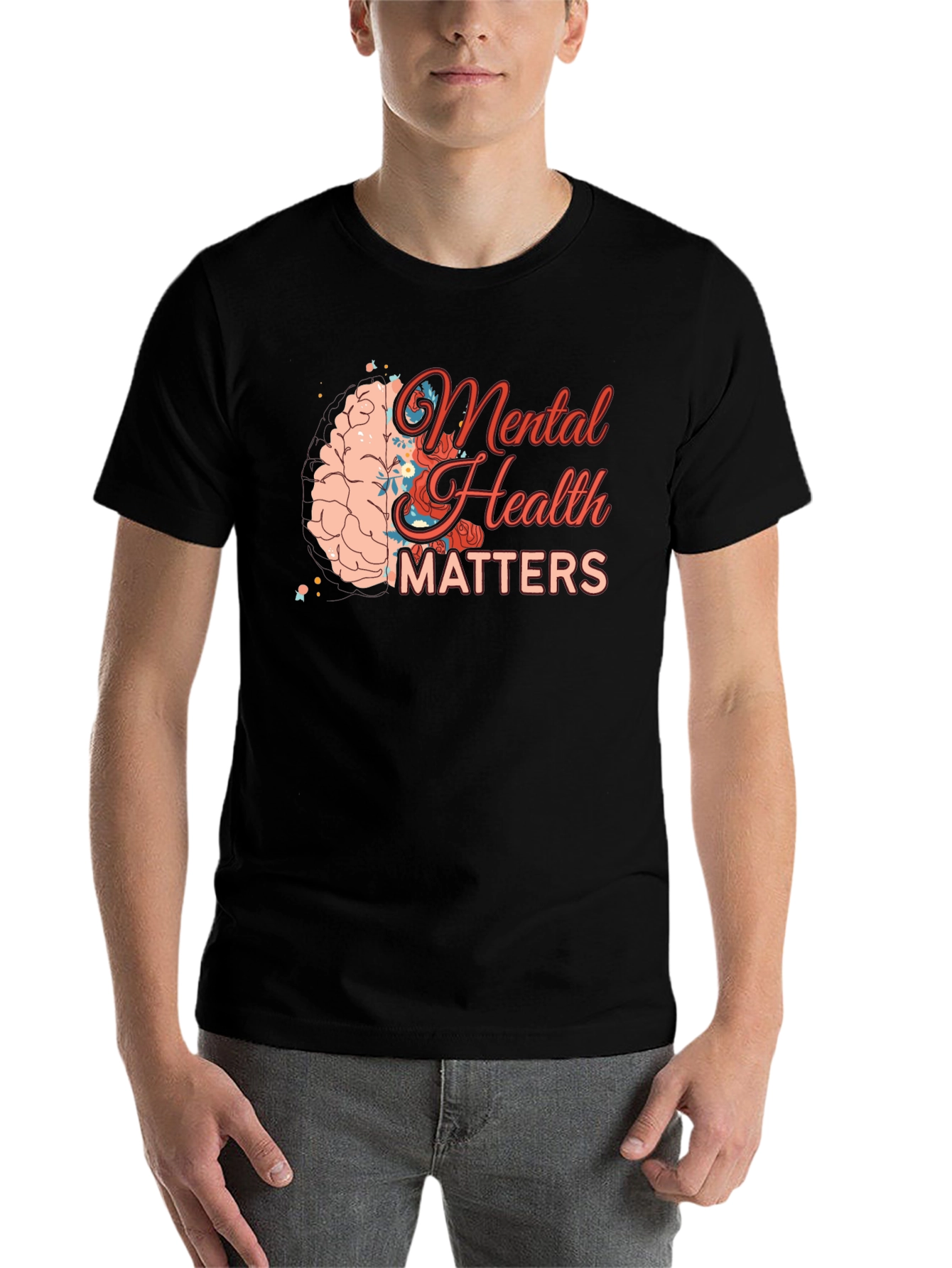 Black Mental Health Matters Graphic Tee - Black view 7
