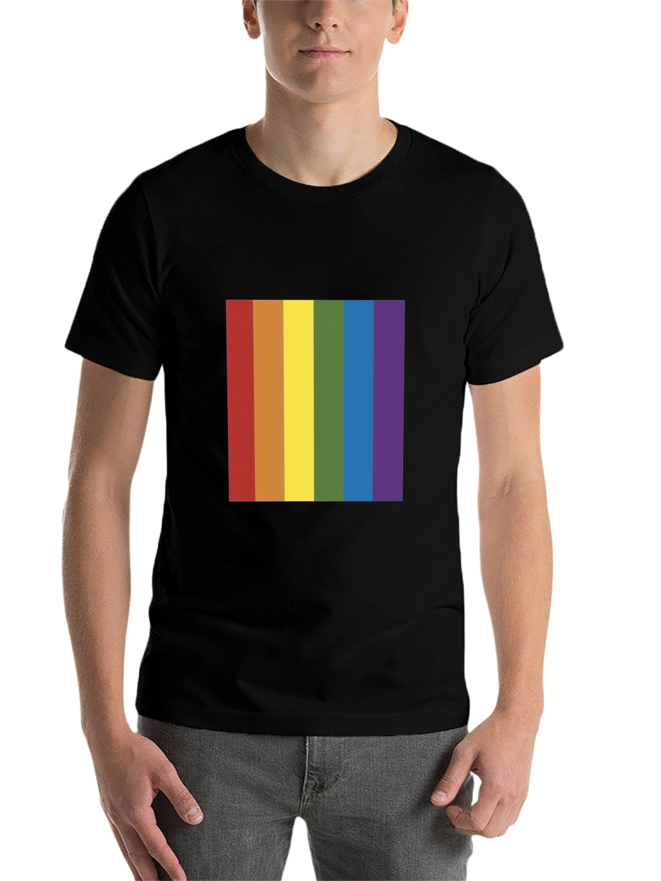 Black Rainbow Pride T-Shirt - Black Crew Neck Tee view 7