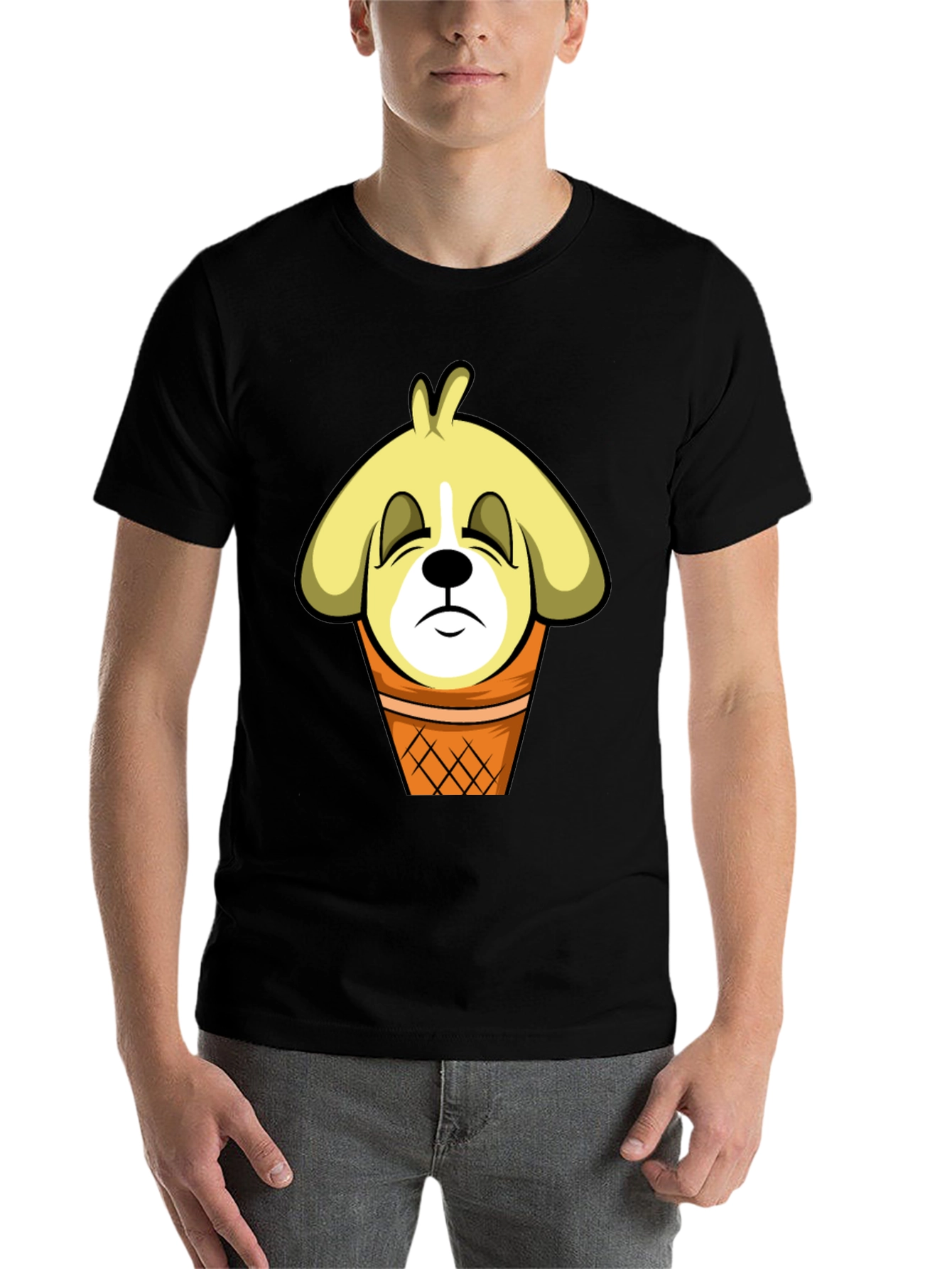Black Funny Dog Ice Cream Cone T-Shirt view 7