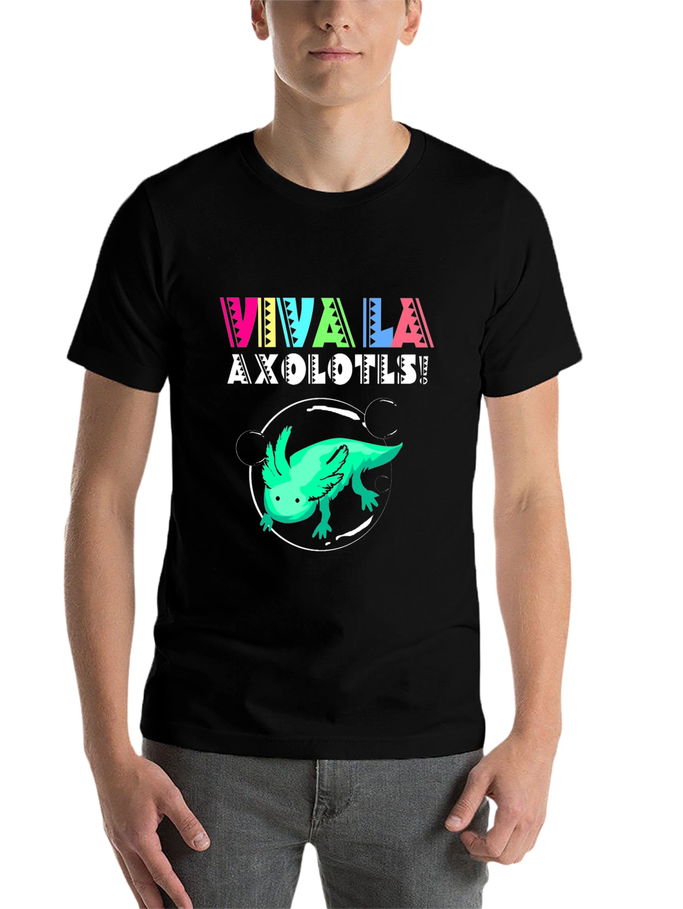 Black Viva La Axolotls! Black Graphic Print T-Shirt view 7