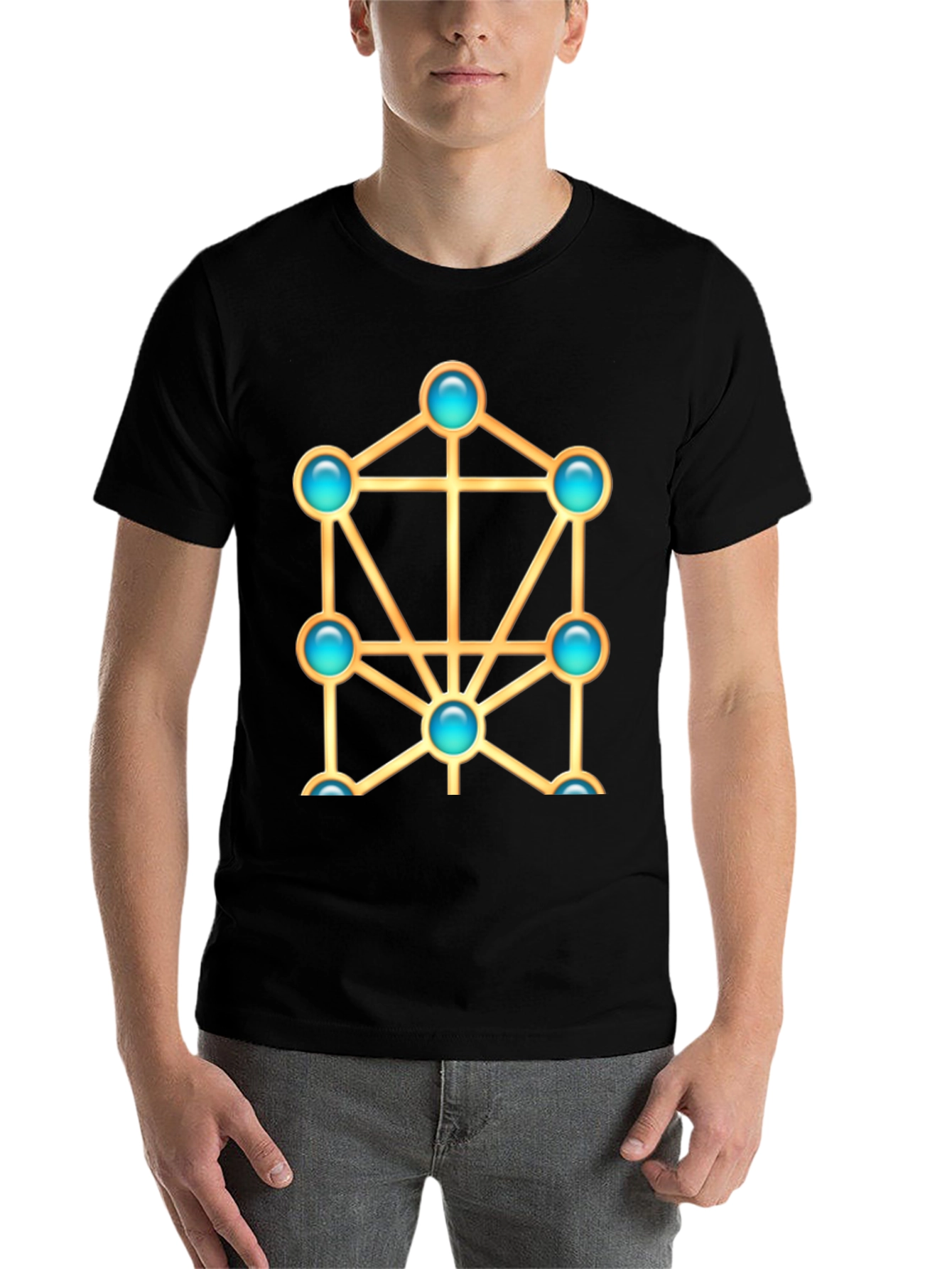Black Geometric Design T-Shirt view 7