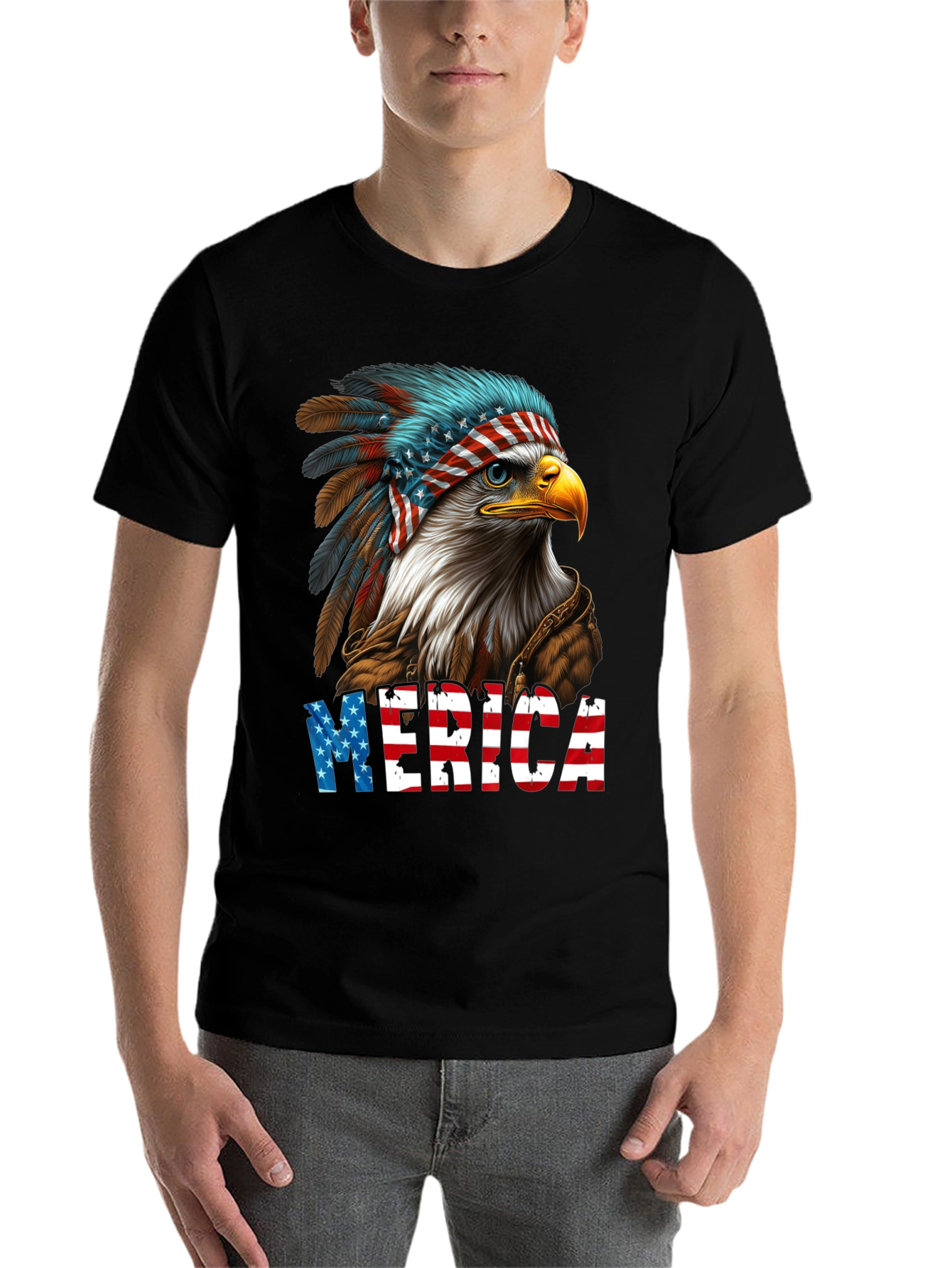 Patriotic Eagle 'Merica' Graphic T-Shirt - 7