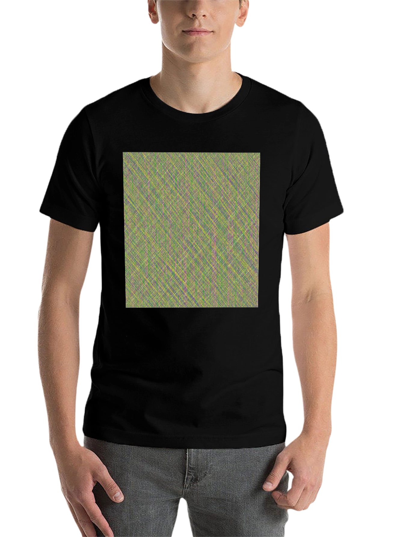 Black Abstract Pattern Crew Neck T-Shirt view 7