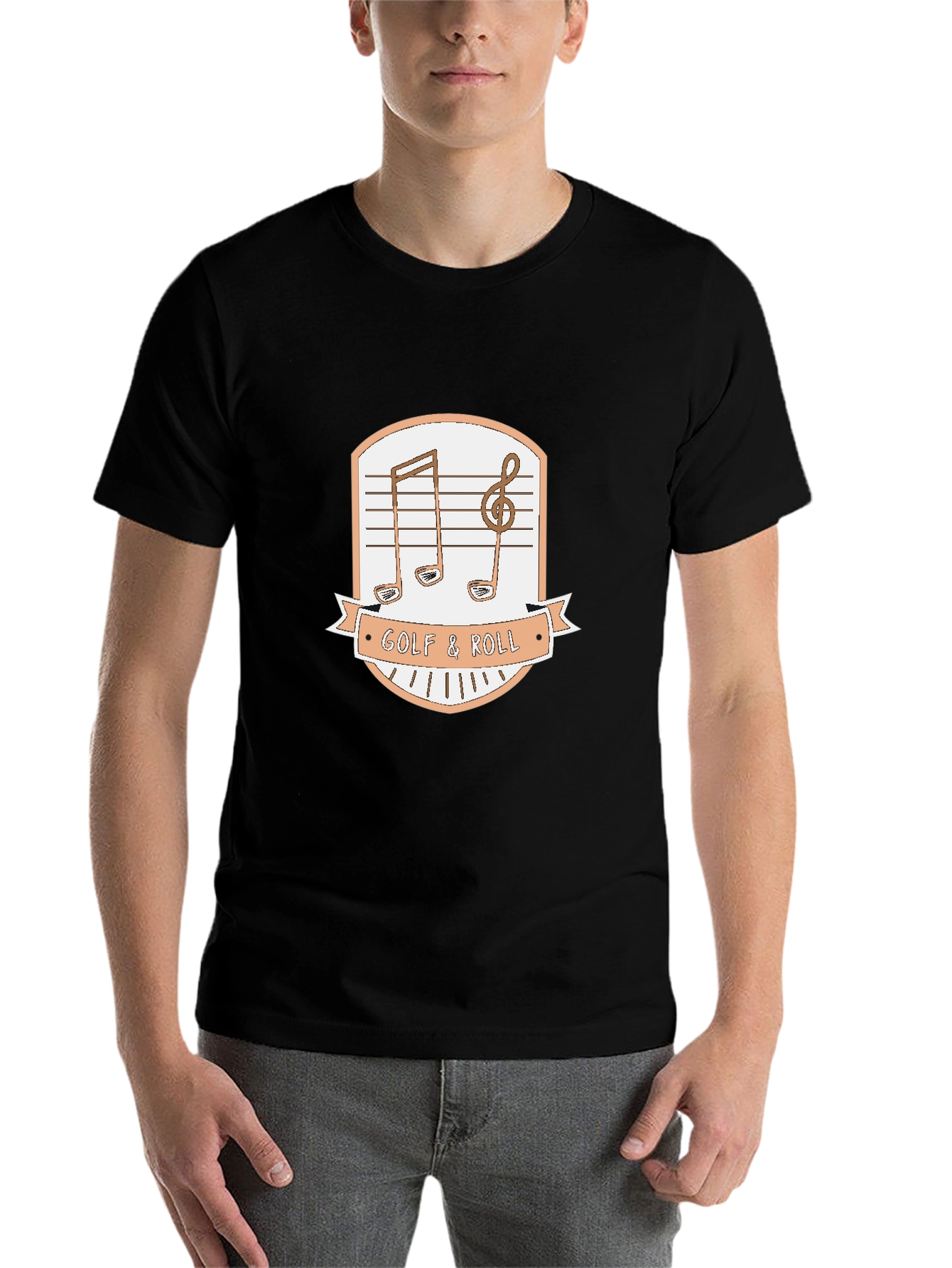 Black Golf & Roll Graphic Tee - Music Golf Lover Shirt view 7