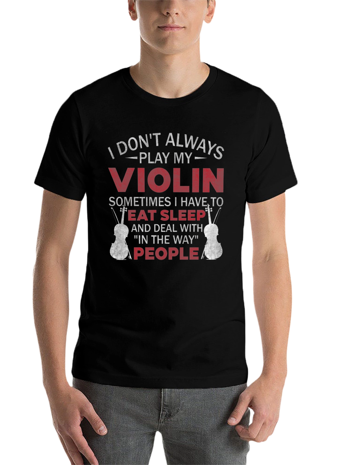 Black Violin Player T-Shirt - Eat Sleep People Funny Tee view 7