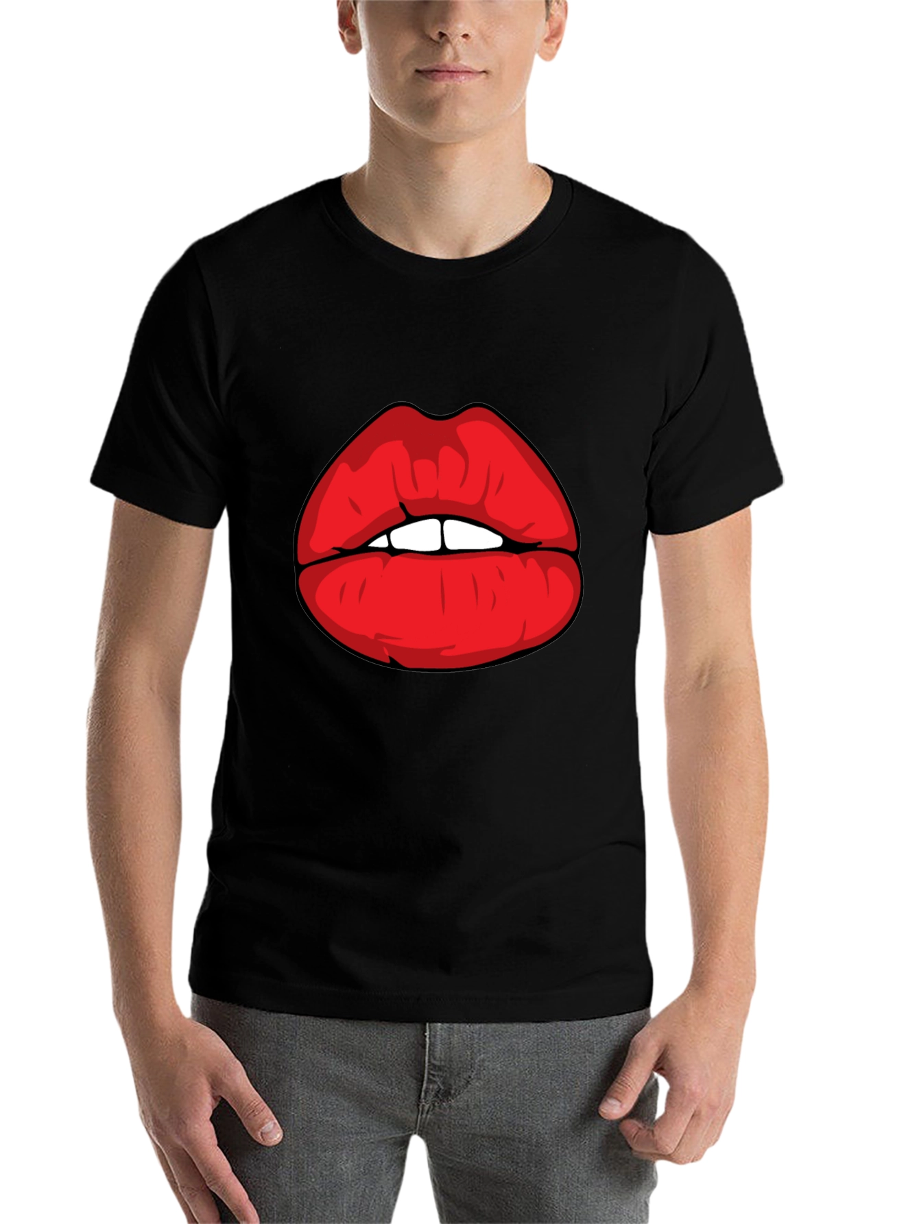 Black Bold Lips Graphic Tee - Statement Style! view 7