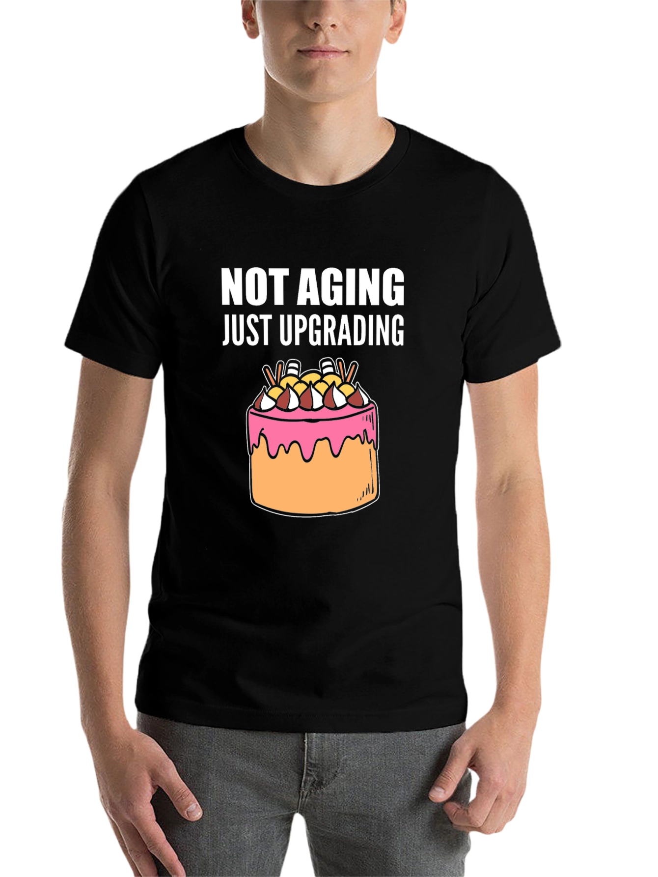 Black Not Aging Upgrading Graphic Tee view 7
