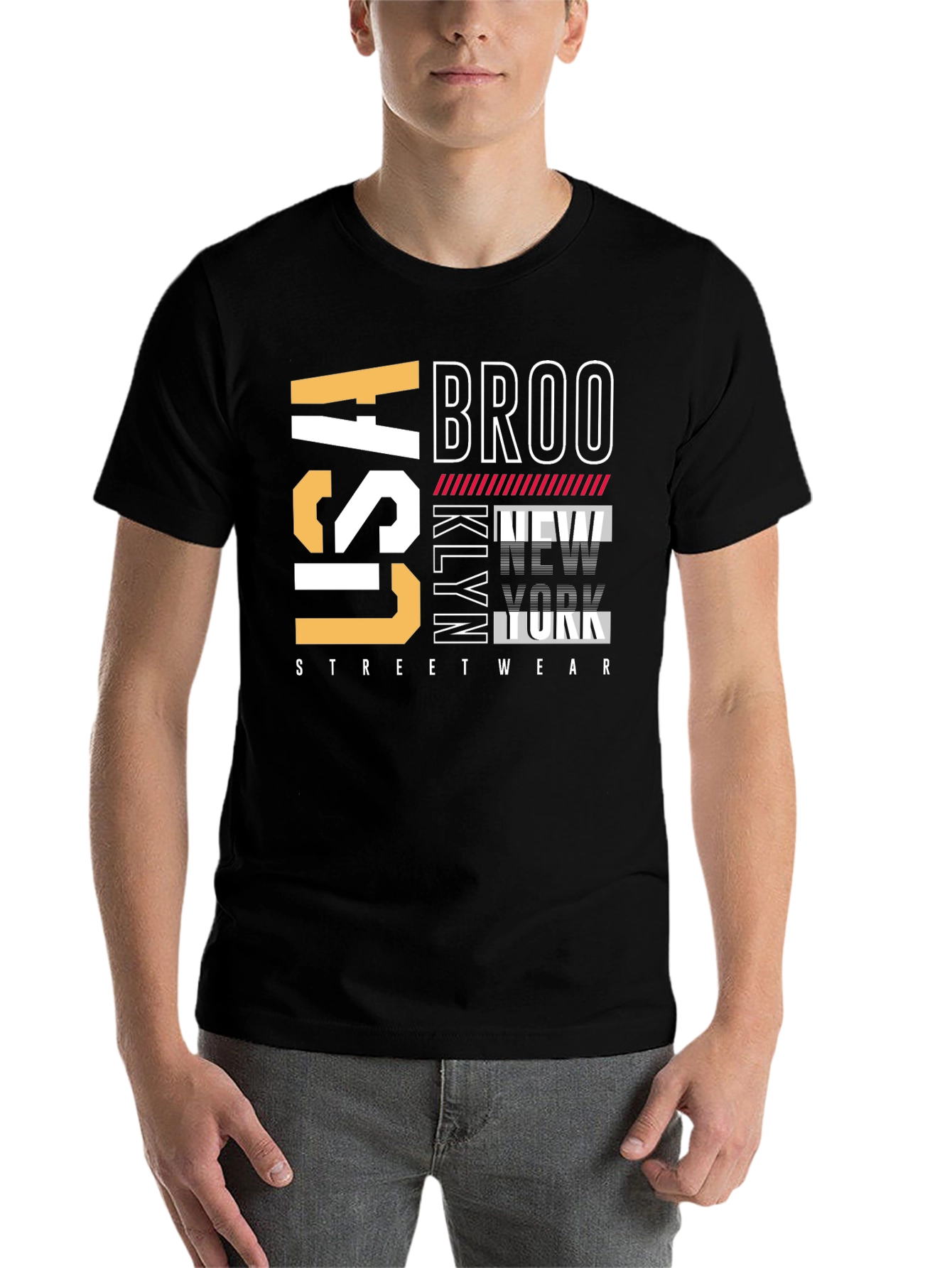 Black Brooklyn USA Streetwear T-Shirt view 7