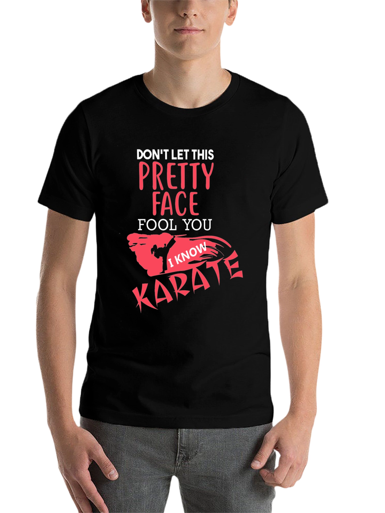 Black Pretty Face Karate Graphic Tee - Black view 7
