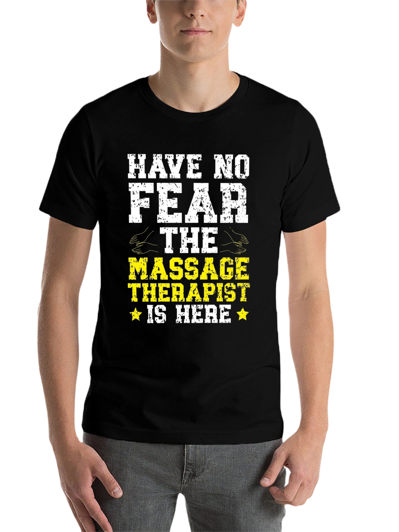 Black Have No Fear Massage Therapist Black T-Shirt view 7