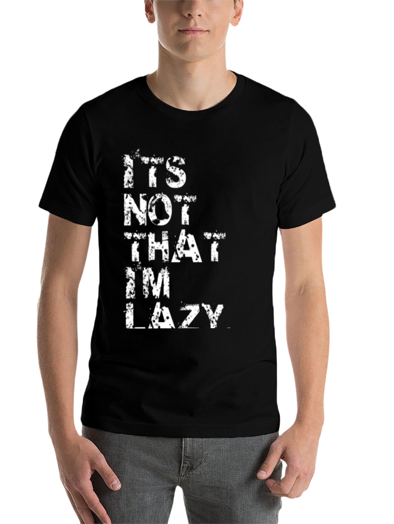 Black Funny Lazy Statement Black Graphic Tee view 7