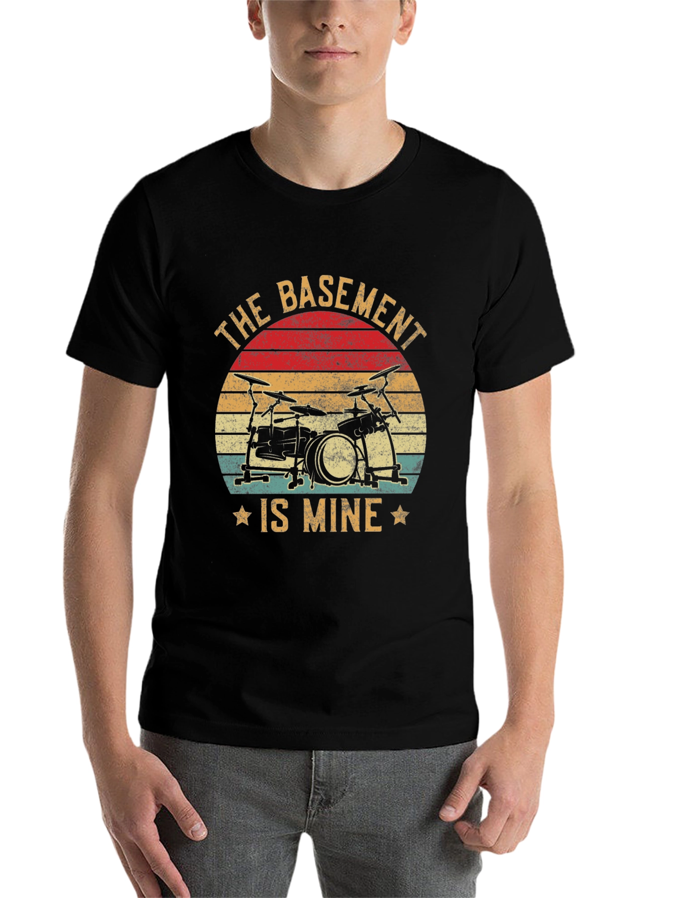 Black The Basement is Mine Drummer T-Shirt view 7