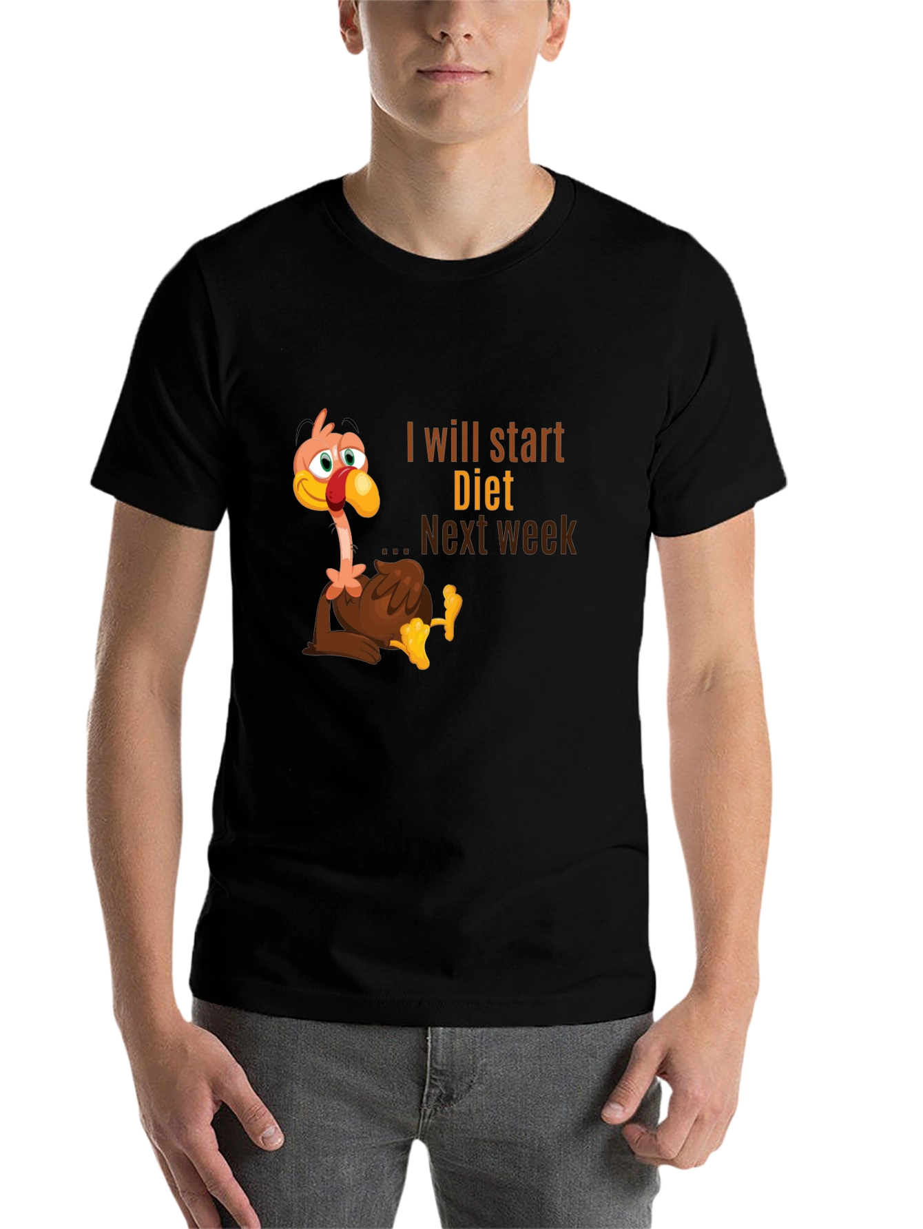 Black Funny Turkey Diet T-Shirt - Next Week view 7