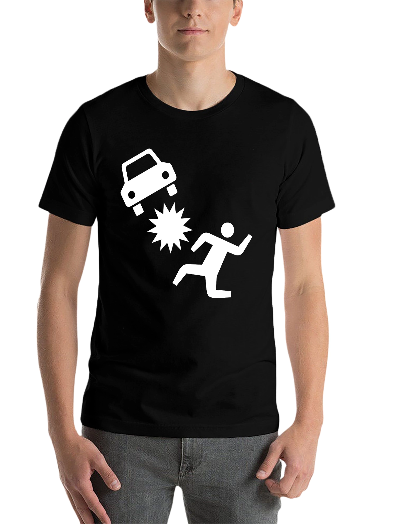 Black Funny Car Crash T-Shirt Humor Run view 7