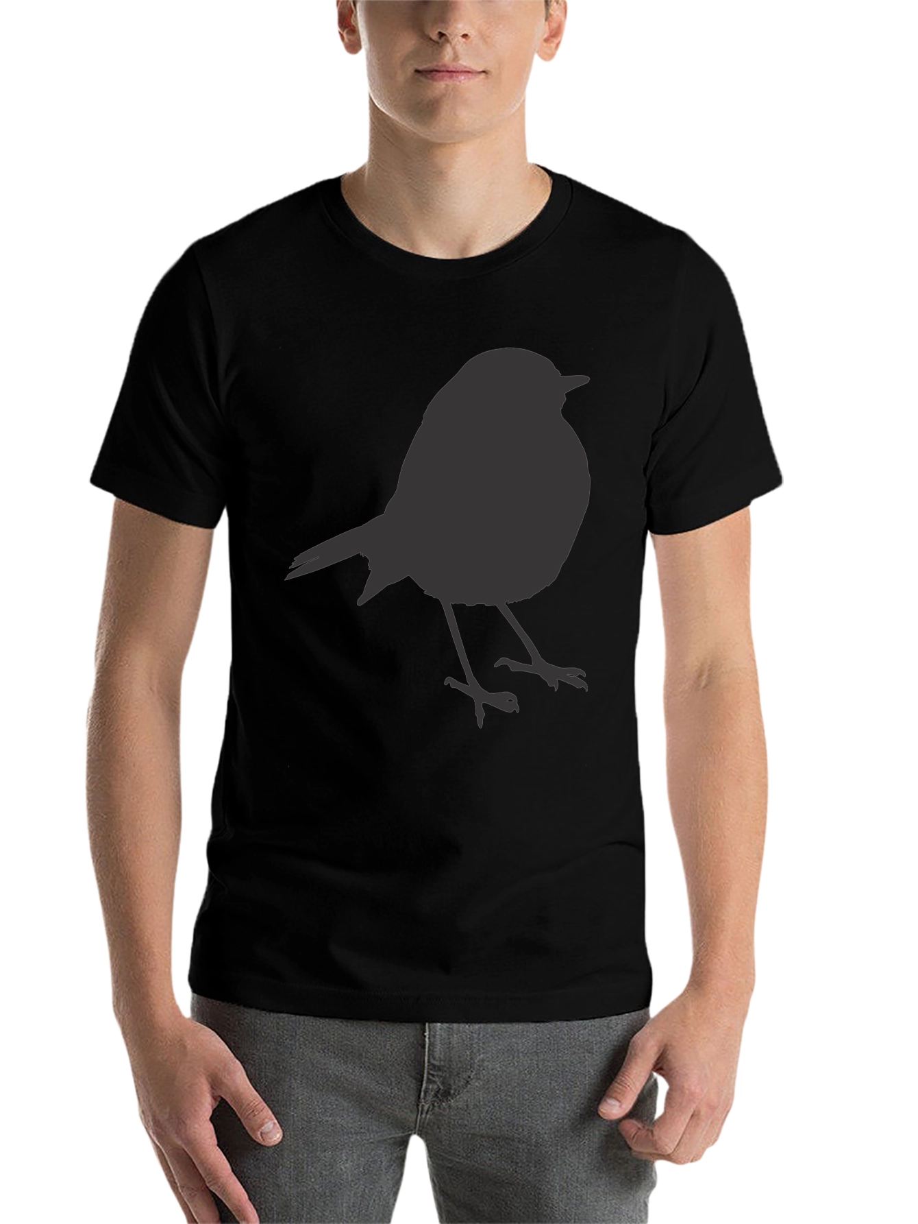 Black Bird Silhouette Black T-Shirt - Stylish Casual Tee view 7