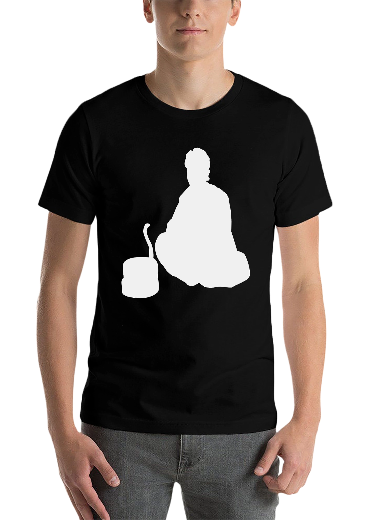 Black Abstract Silhouette Graphic Tee - Black Cotton Blend view 7