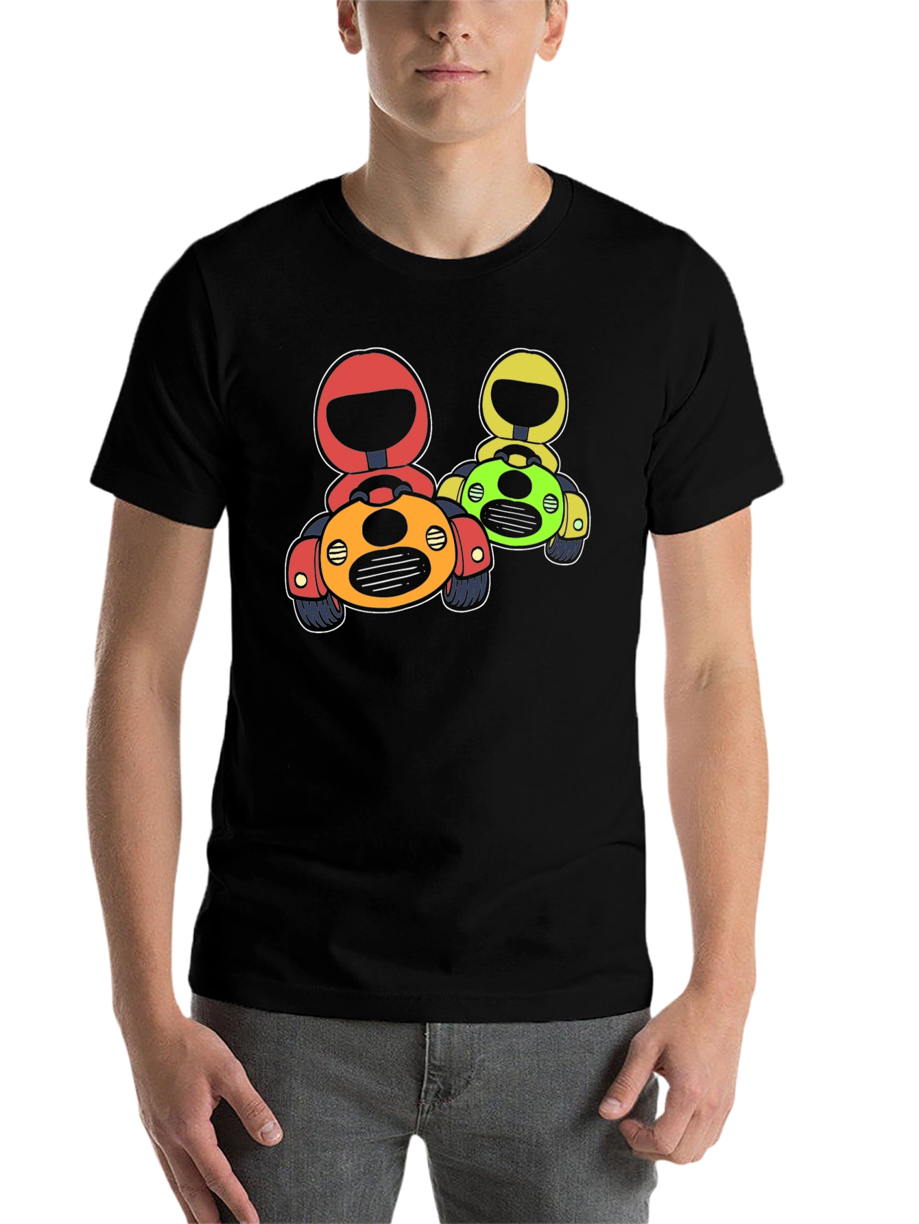 Black Cartoon Race Car Graphic T-Shirt view 7