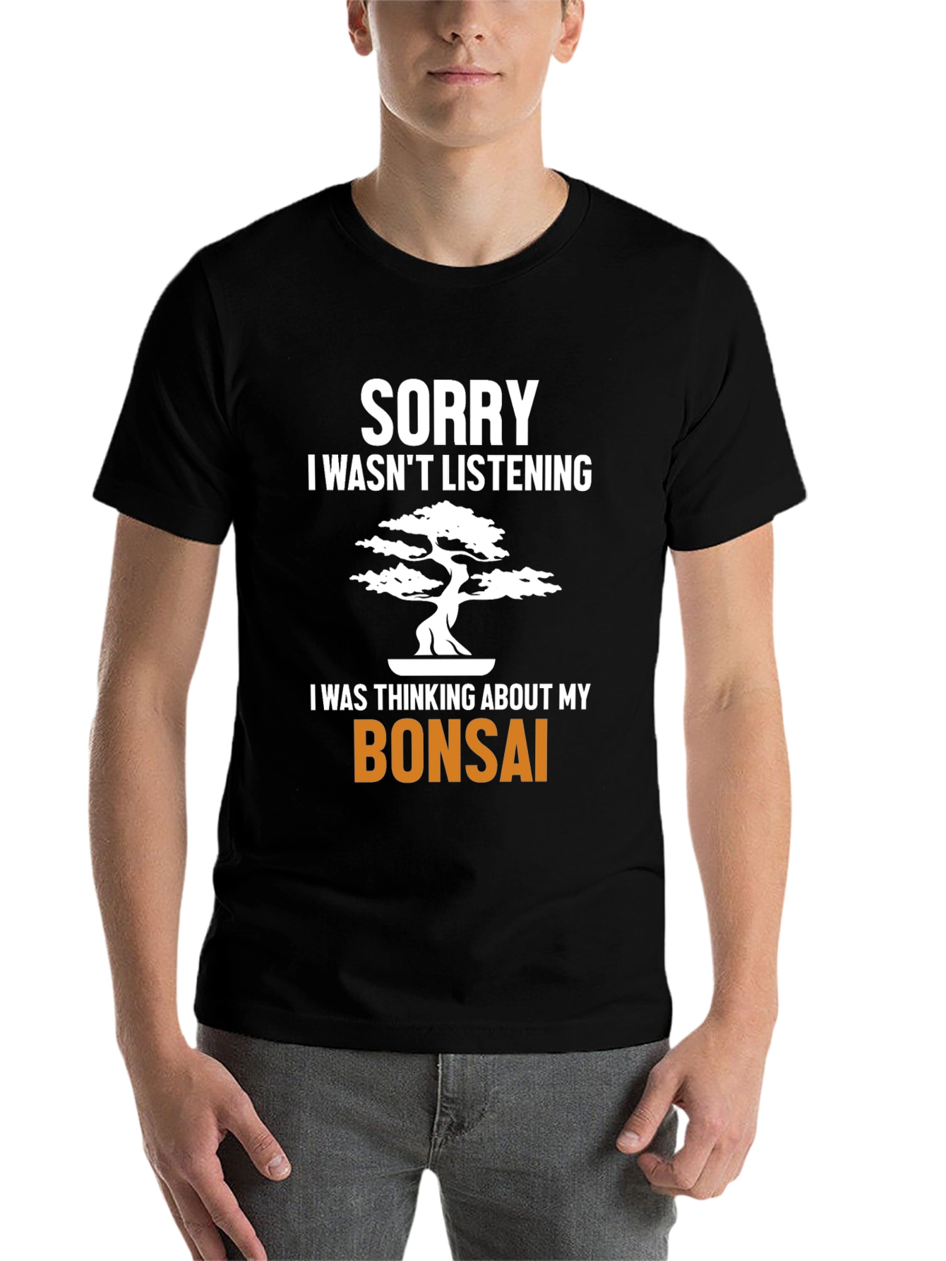 Black Bonsai Tree T-Shirt - Sorry I Wasn't Listening Funny Tee view 7