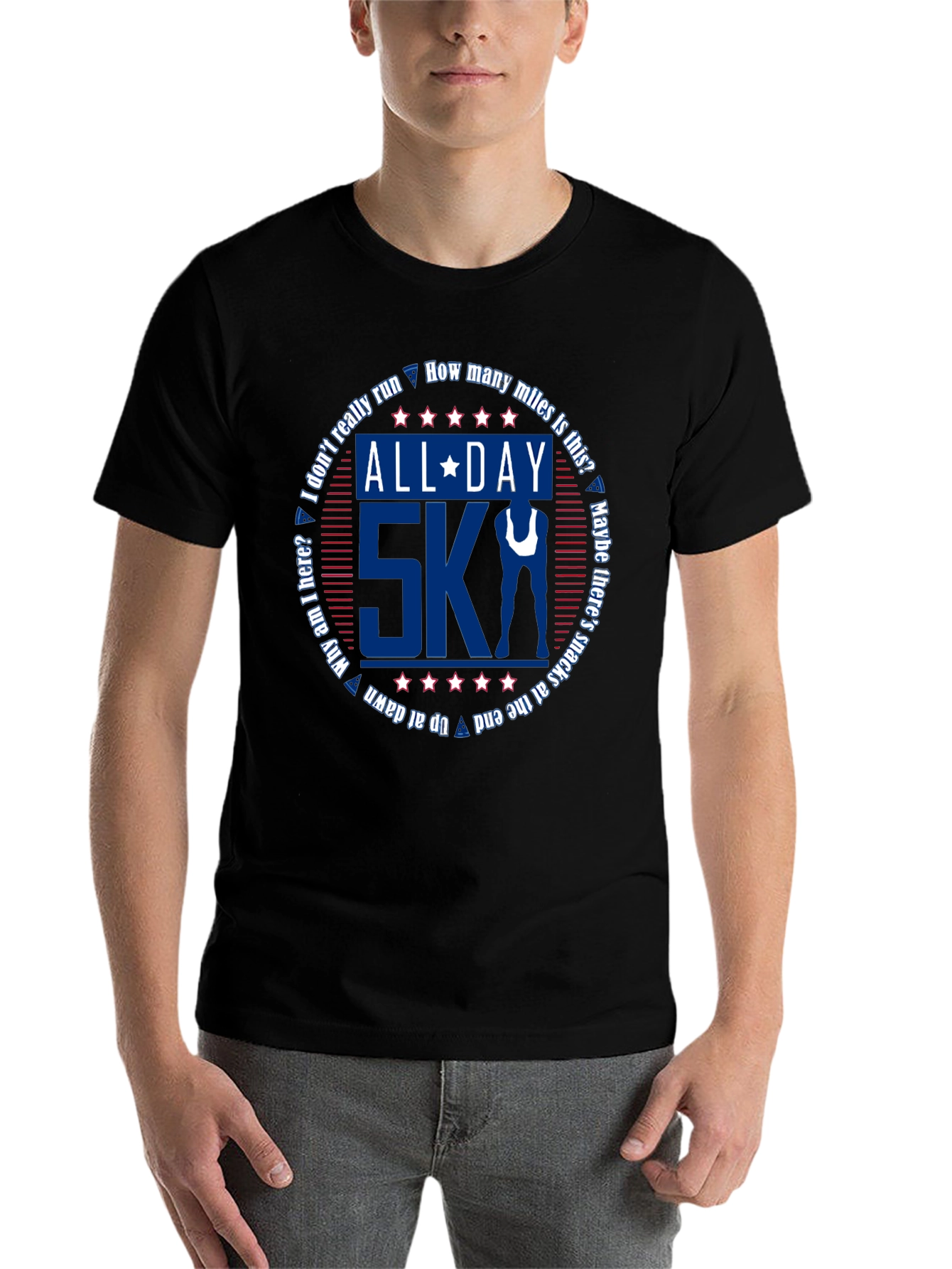 Black All Day 5K T-Shirt - Men's Graphic Tee view 7
