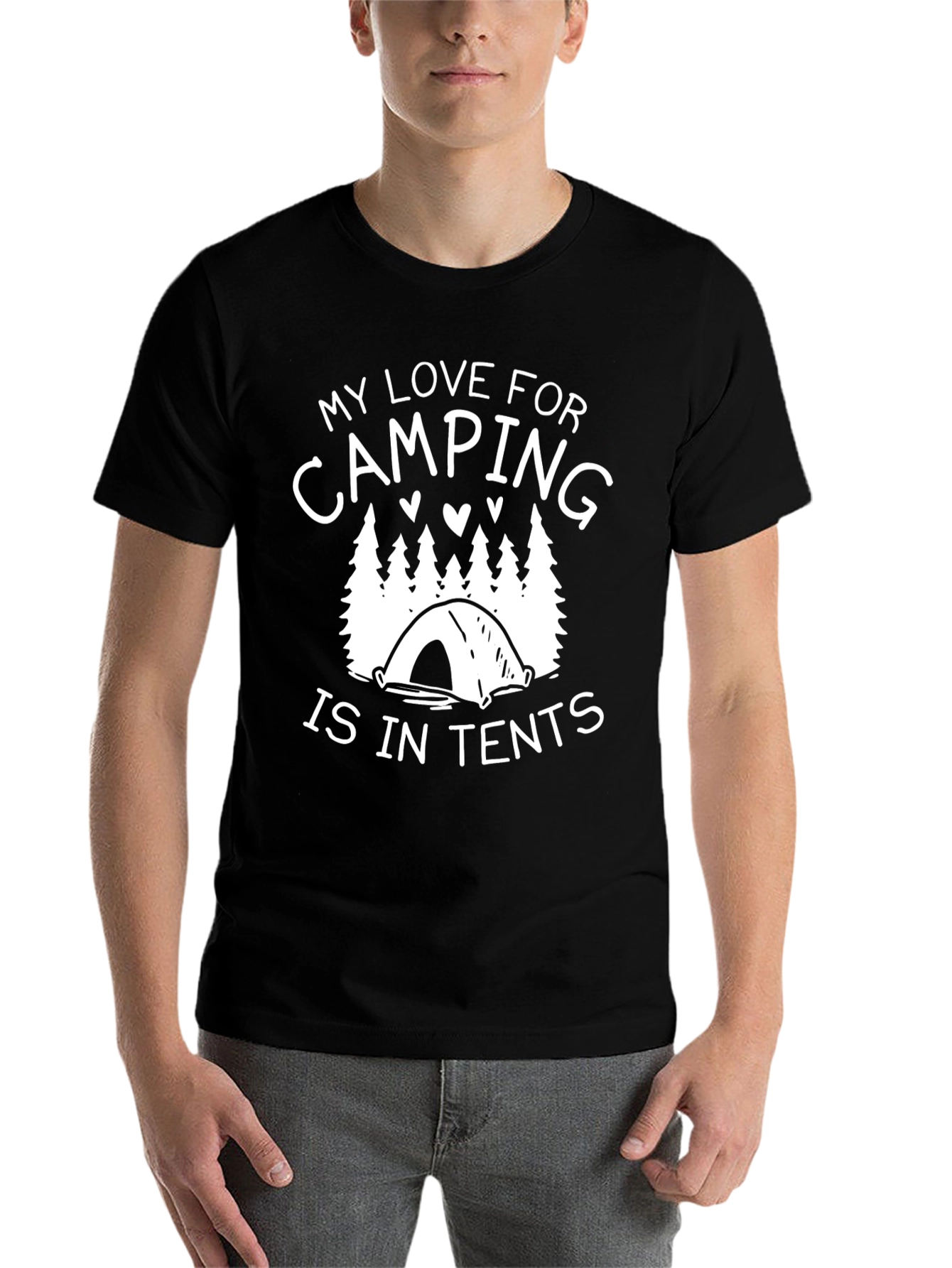 Black Camping Lover Tee - 'In Tents' Graphic view 7