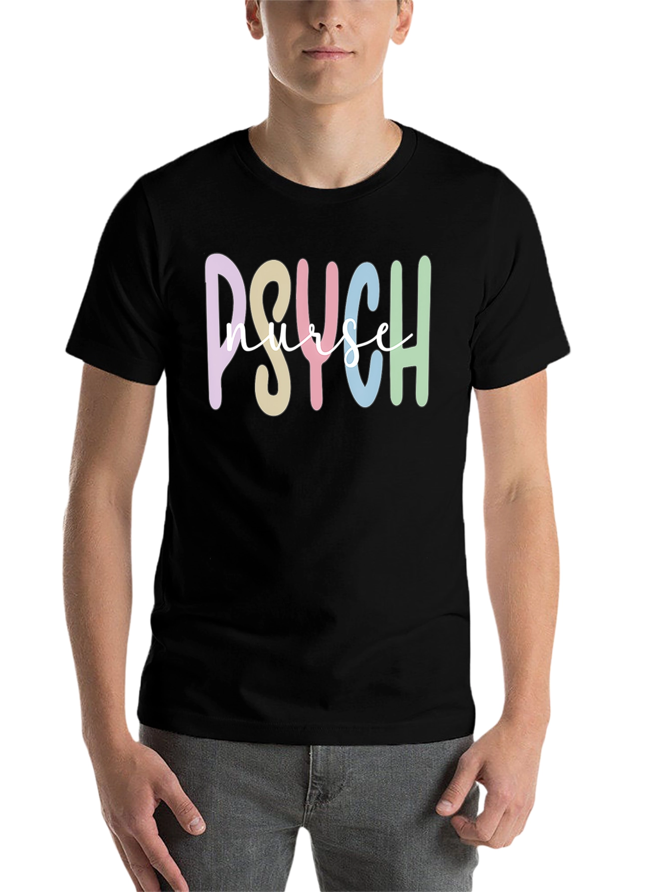 Black Psych Nurse Graphic Tee - Black Cotton T-Shirt view 7