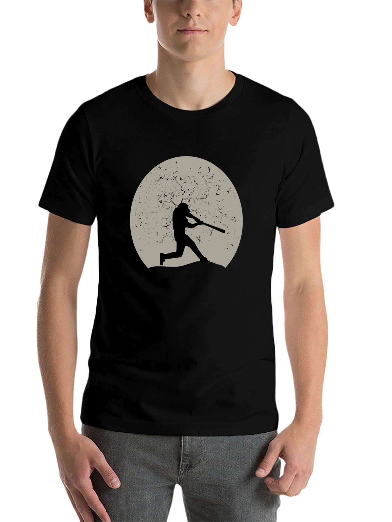 Black Baseball Silhouette Graphic Tee - Black view 7