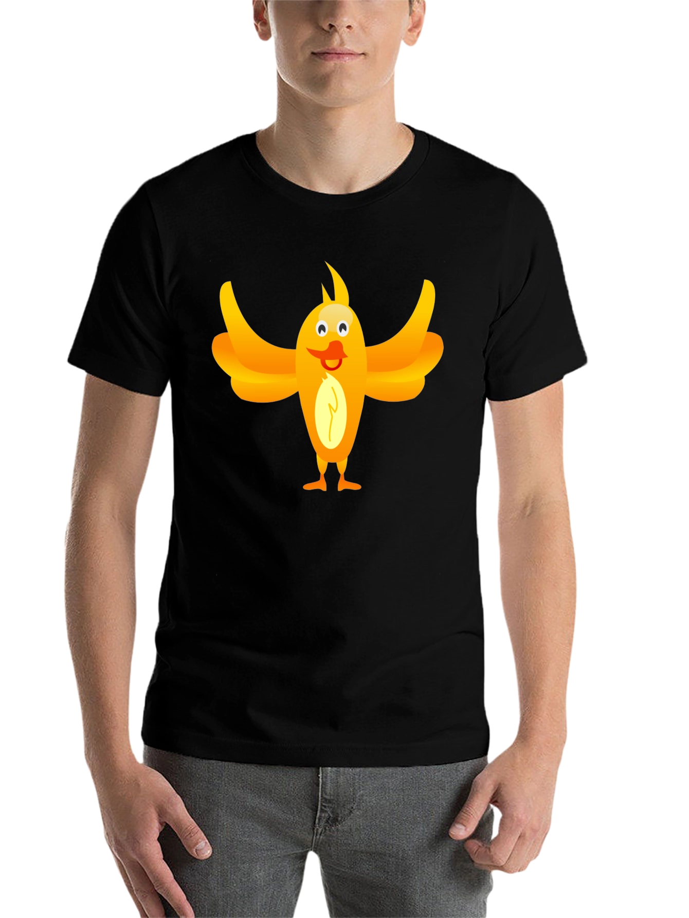 Black Funny Bird Graphic Tee - Unisex Black T-Shirt view 7
