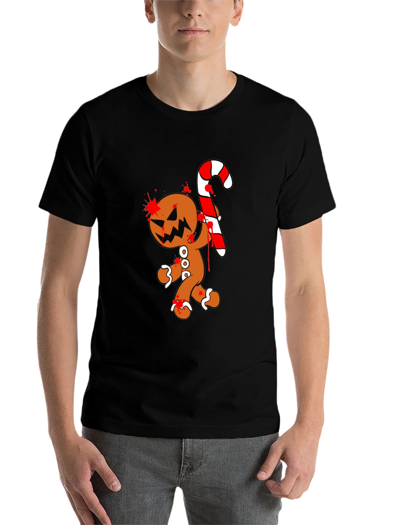 Black Bloody Gingerbread Horror Graphic Tee view 7