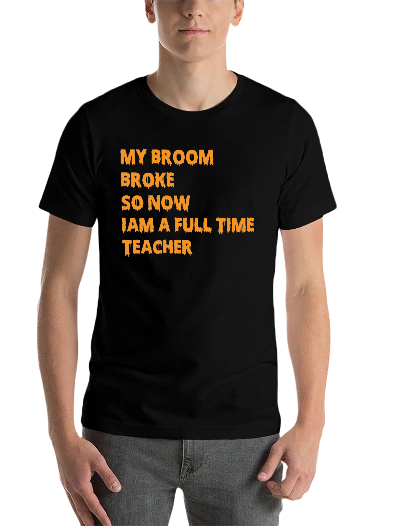 Black My Broom Broke Teacher T-Shirt view 7