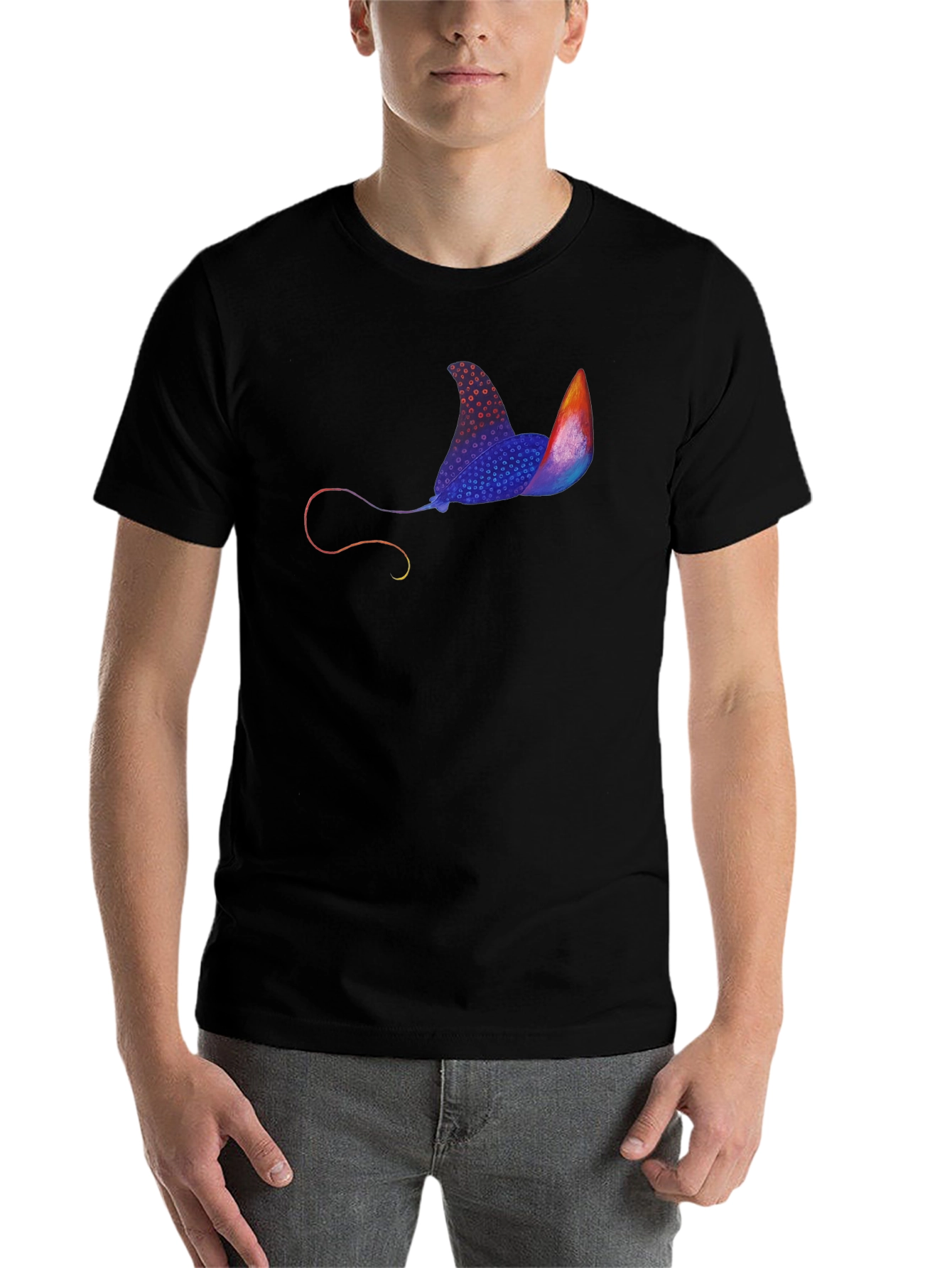 Black Manta Ray Graphic Print Black Tee view 7