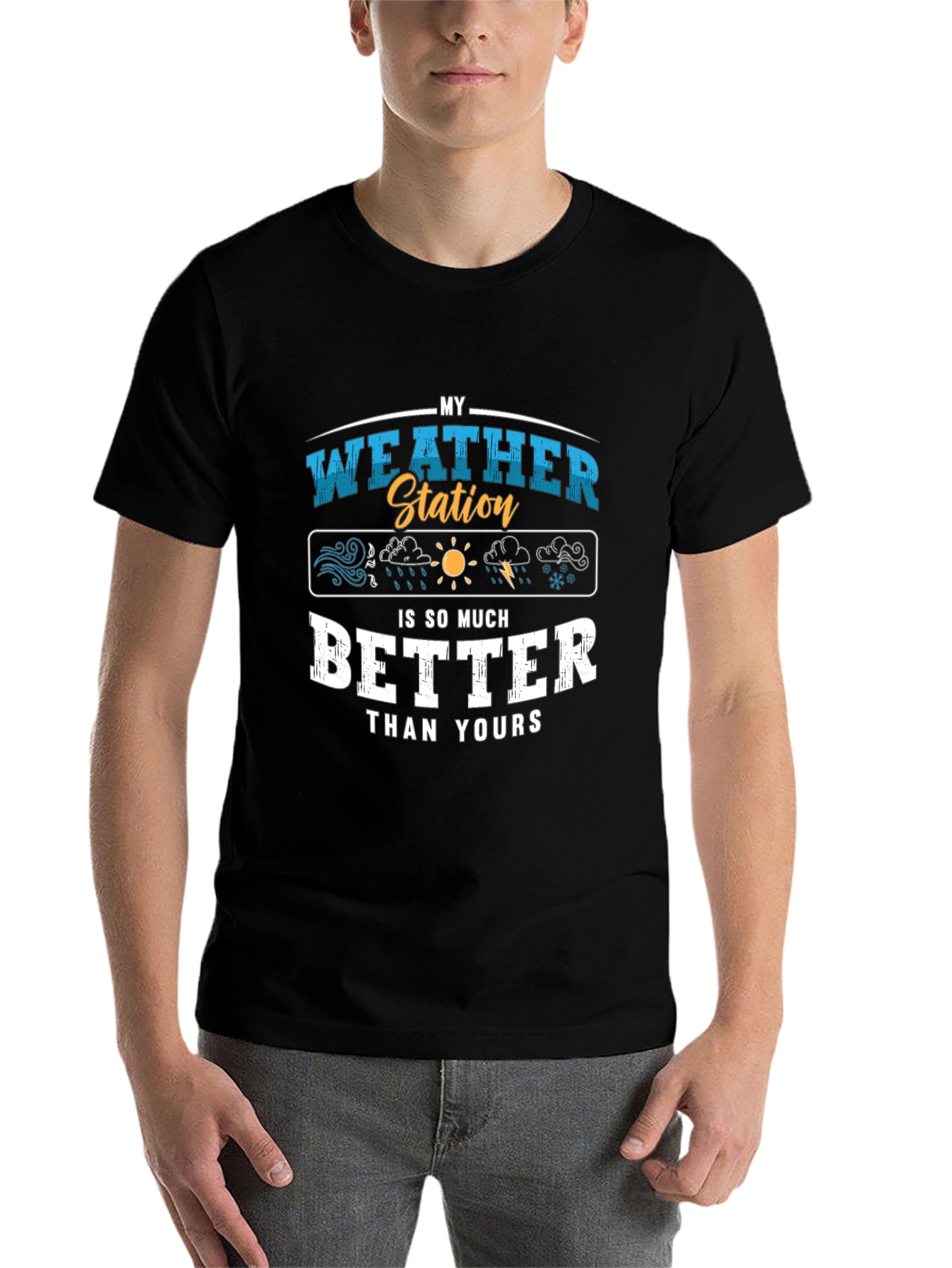 Black My Weather Station T-Shirt, Funny Weather Gift view 7
