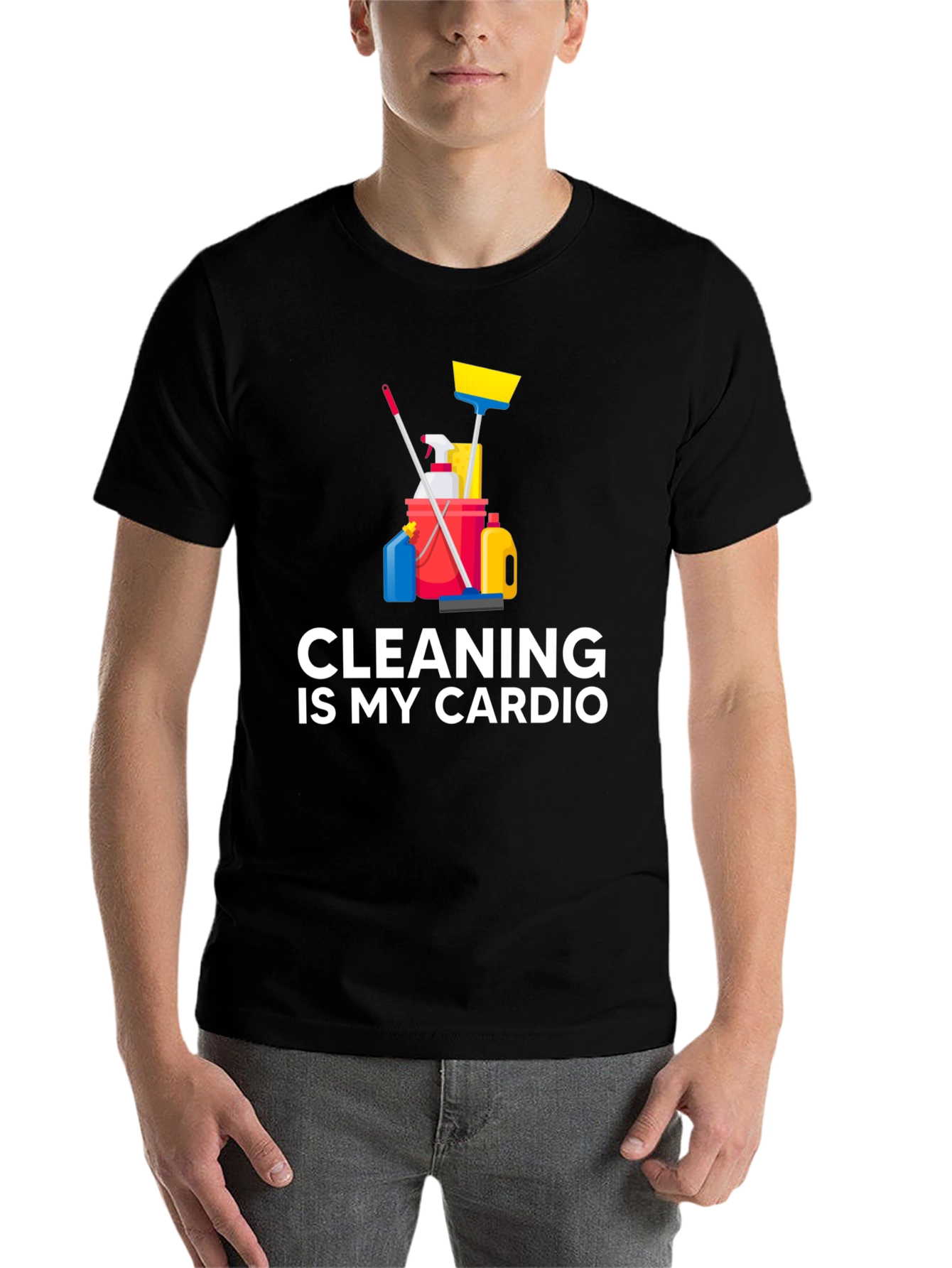 Black Cleaning Is My Cardio T-Shirt Funny Housework Design view 7