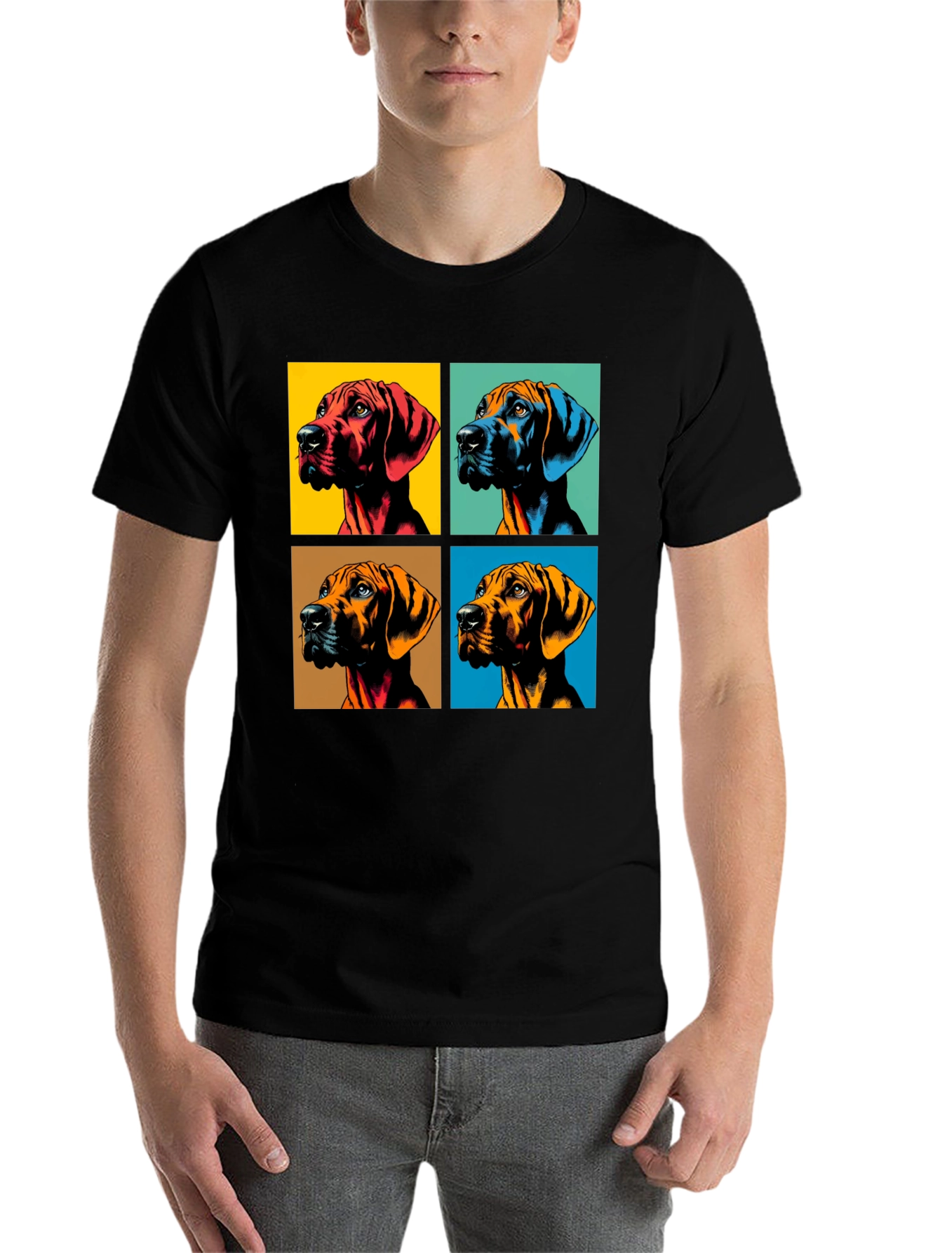 Black Pop Art Dog Portrait Graphic Tee view 7