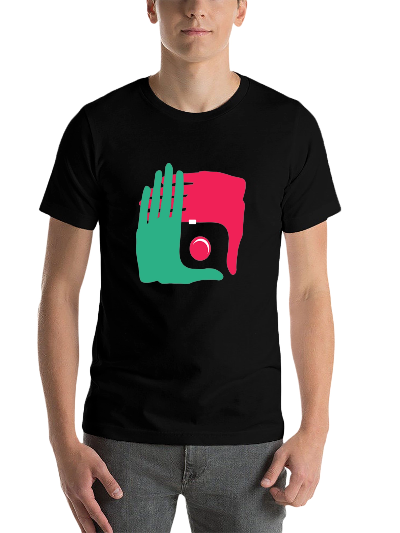 Black Yin Yang Hands Graphic Tee - Unique Design view 7