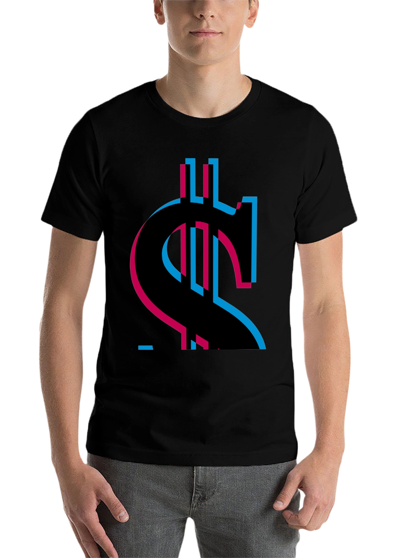 Black Abstract Dollar Sign Graphic Tee view 7