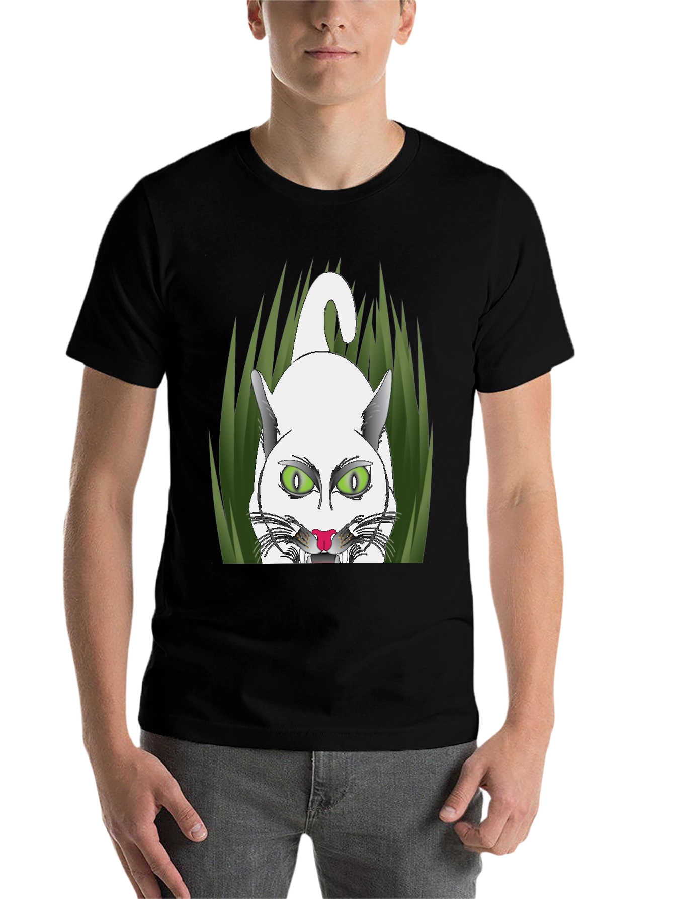Black Black T-Shirt with Cat Graphic view 7