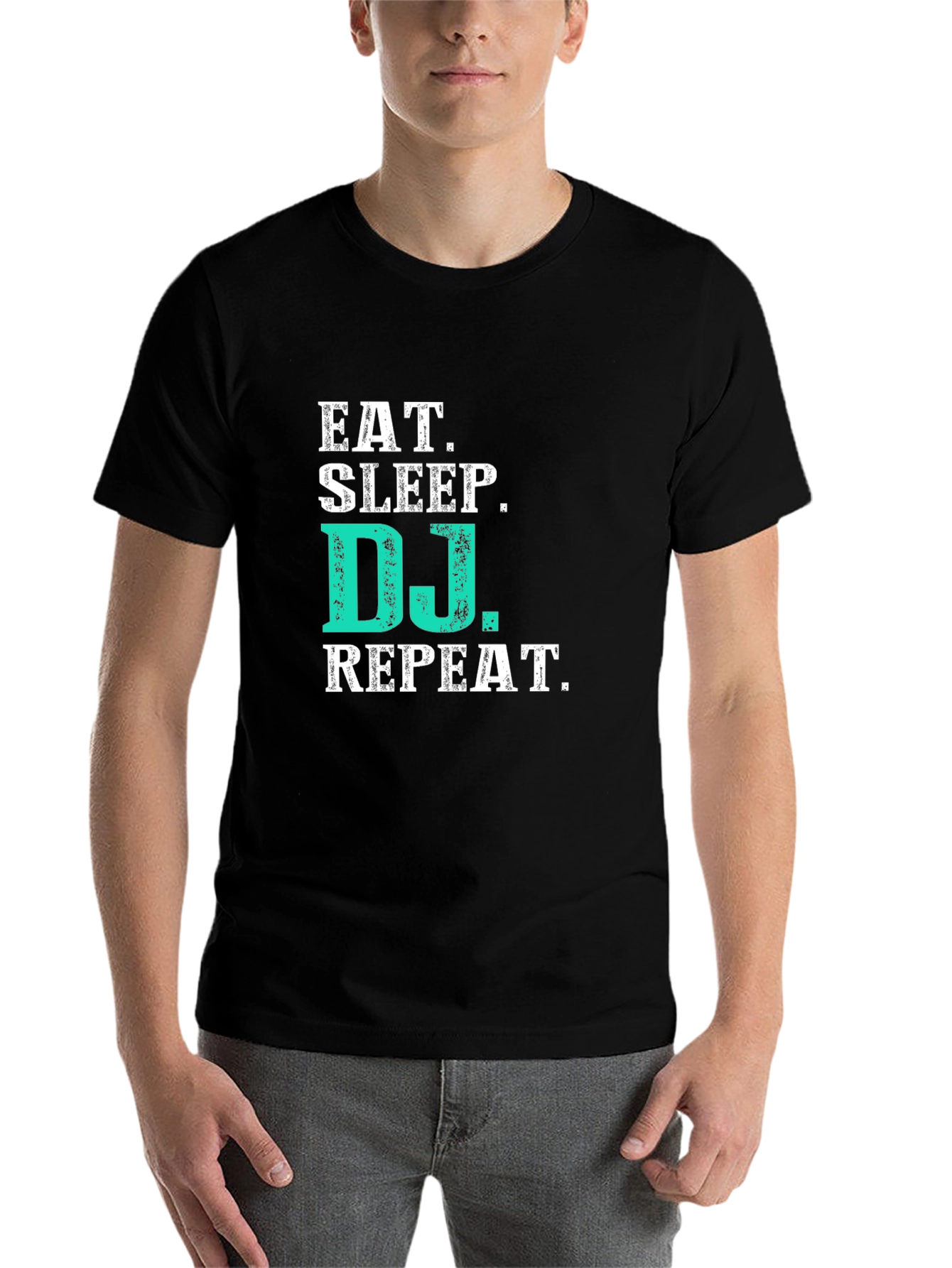 Black Eat Sleep DJ Repeat Graphic Tee - Black T-Shirt view 7