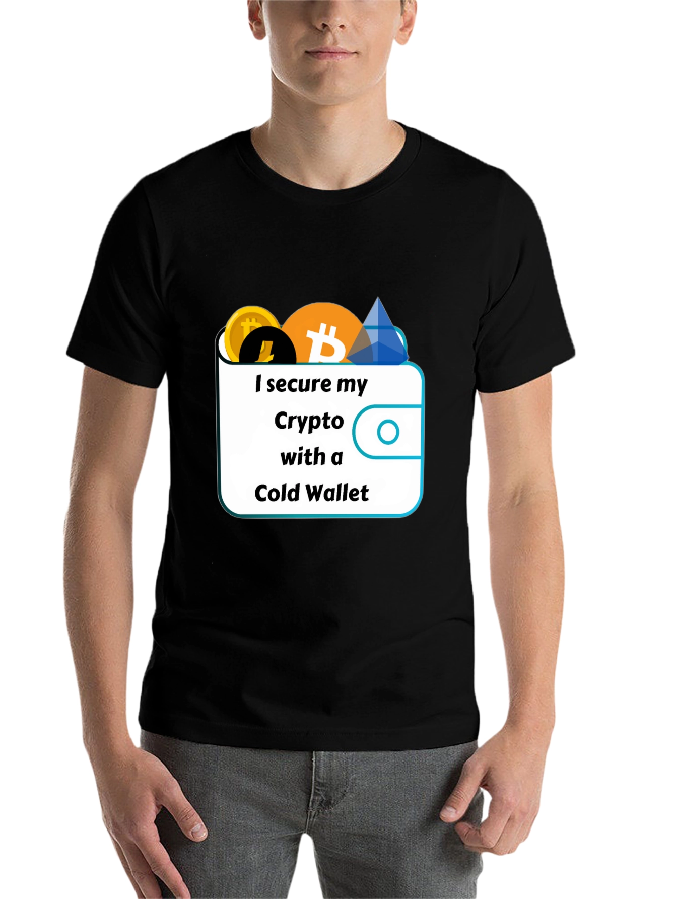 Black Secure Crypto Cold Wallet T-Shirt view 7