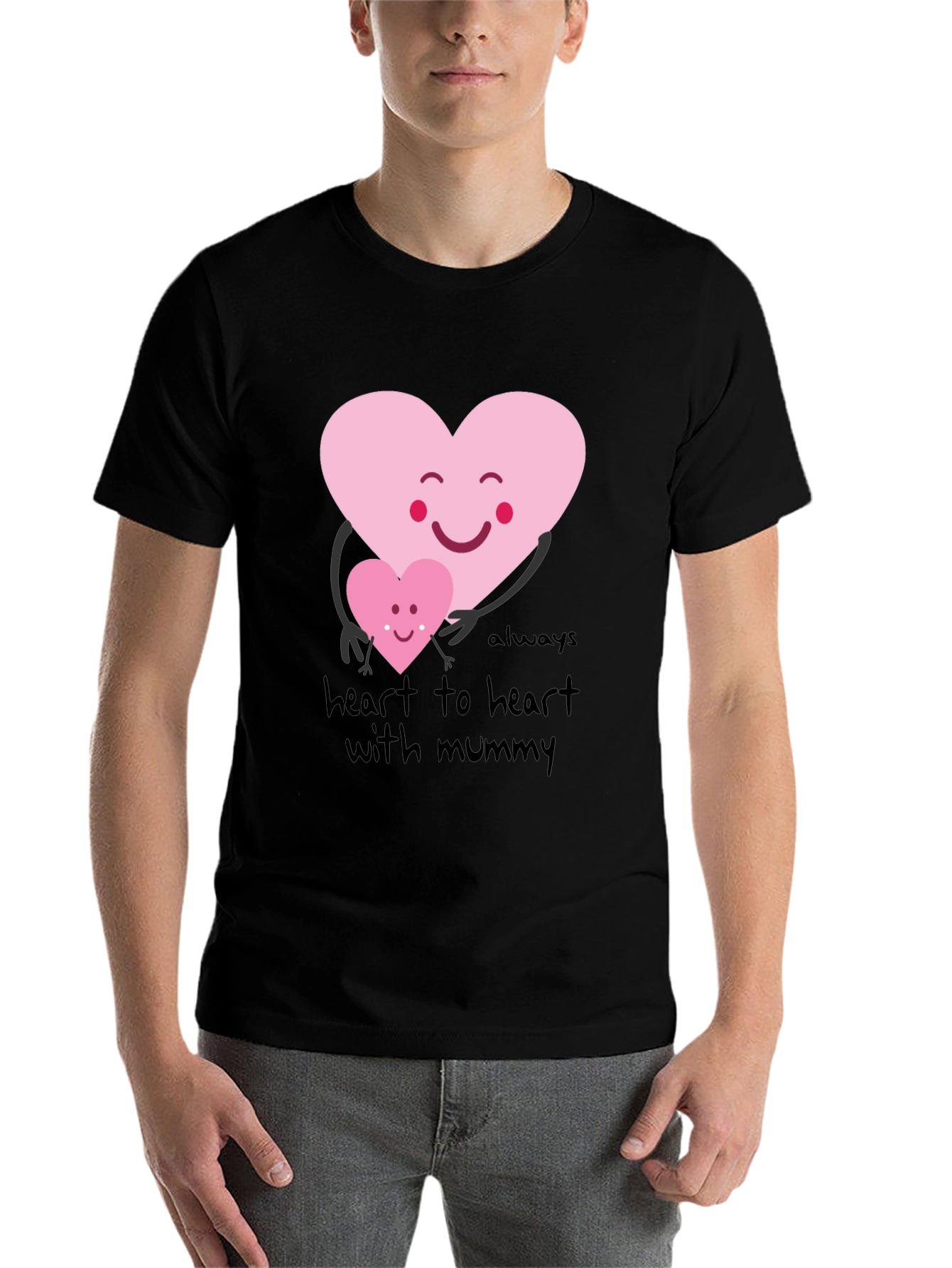 Black Heart to Heart with Mummy Graphic Tee view 7