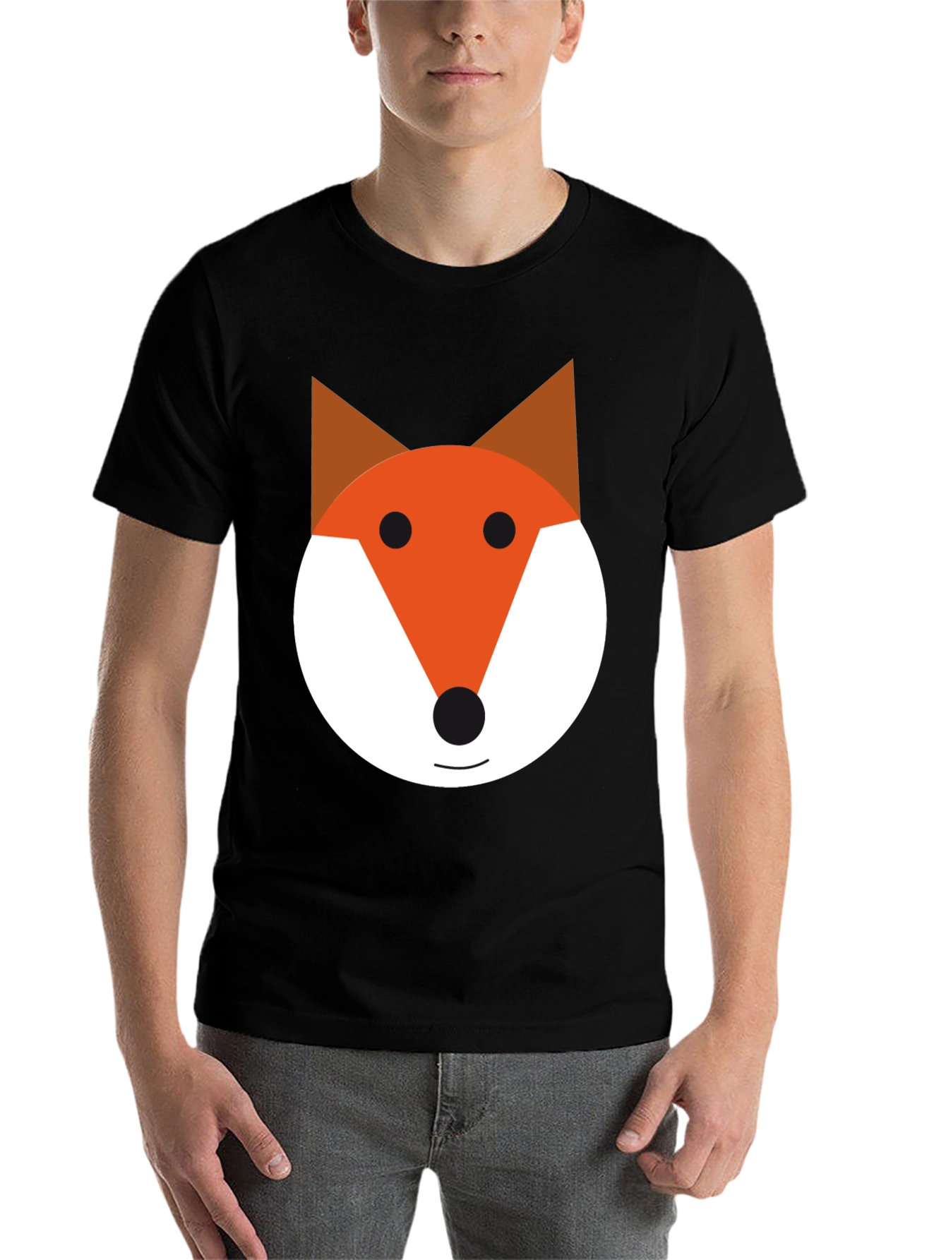 Black Fox Face Graphic Tee - Black Cotton Blend Shirt view 7