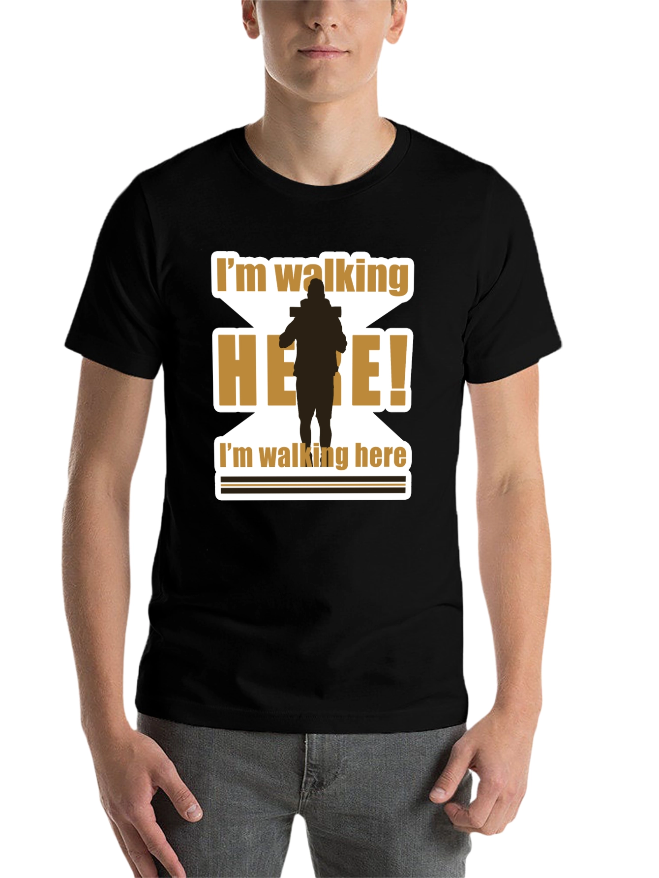 Black I'm Walking Here T-Shirt Funny Movie Quote view 7