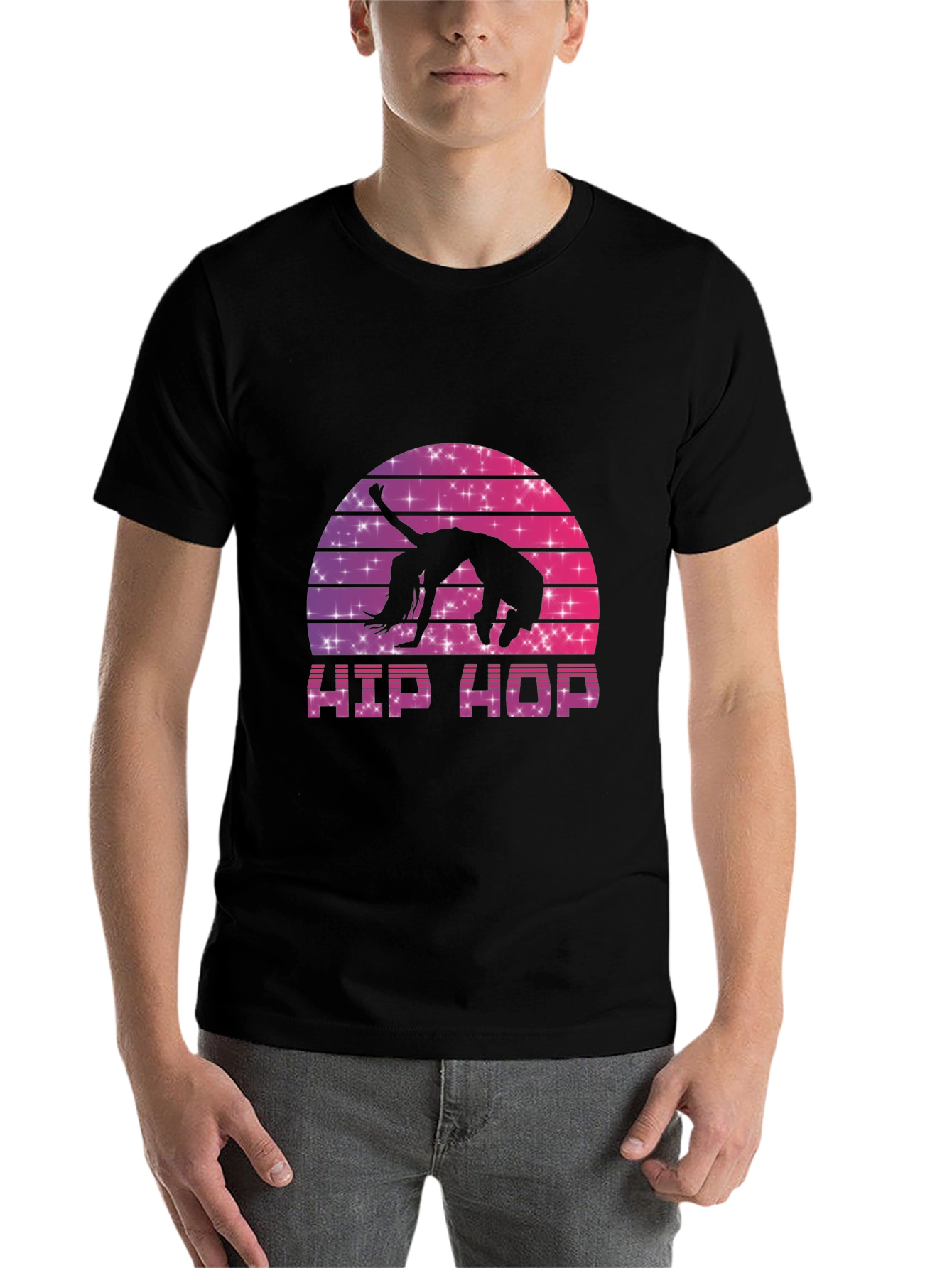 Black Retro Hip Hop Dance T-Shirt view 7