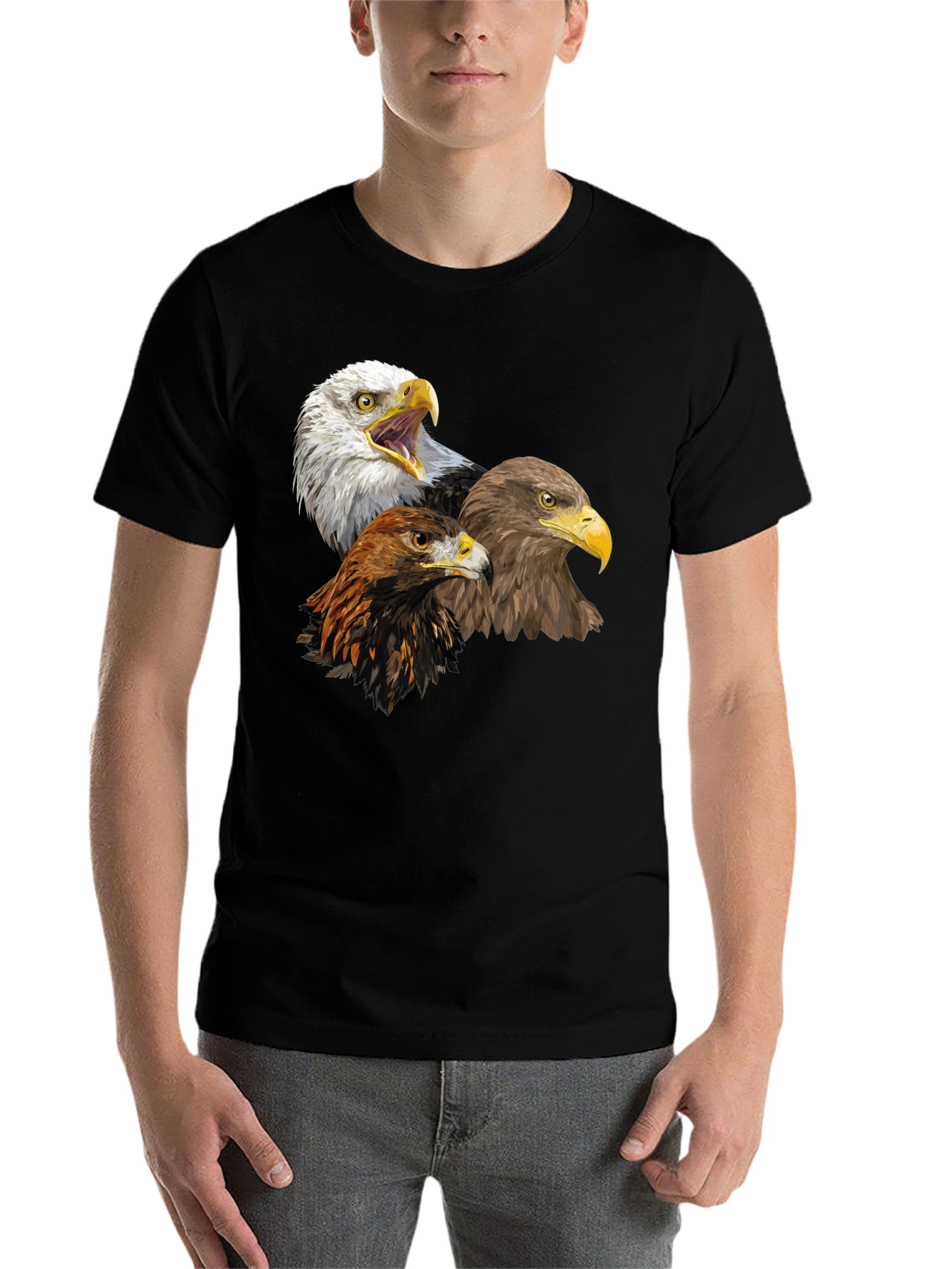 Black Eagle Trio Graphic Tee - Black Cotton Shirt view 7