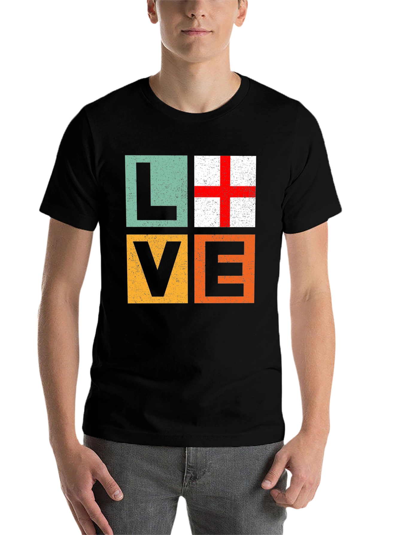 Black Love England Flag T-Shirt - Graphic Tee view 7