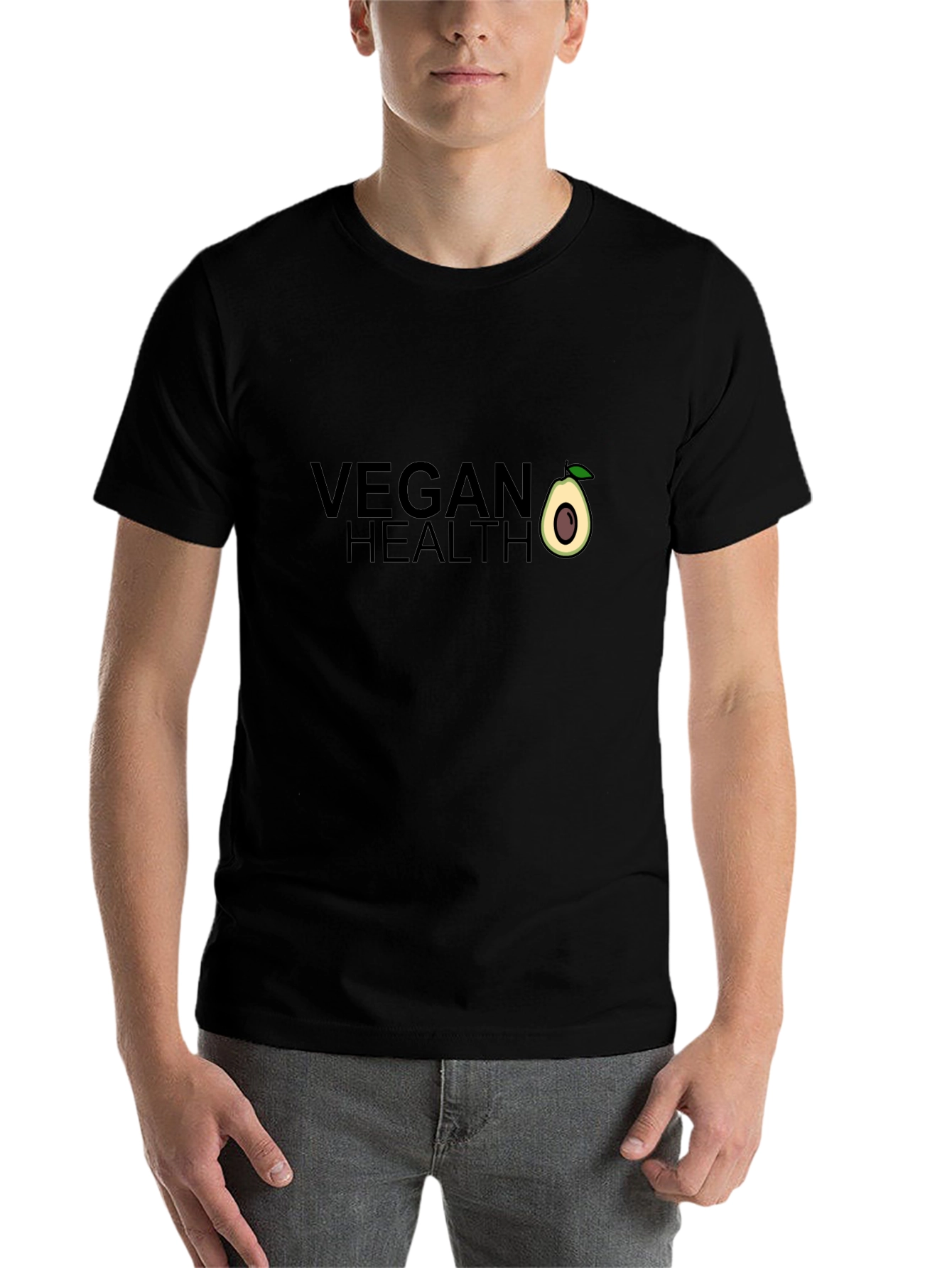 Black Vegan Health Graphic Black T-Shirt view 7