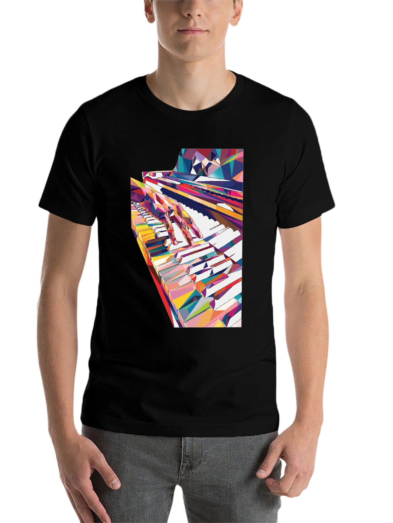 Black Abstract Piano Keys Graphic Tee - Music Lover Shirt view 7