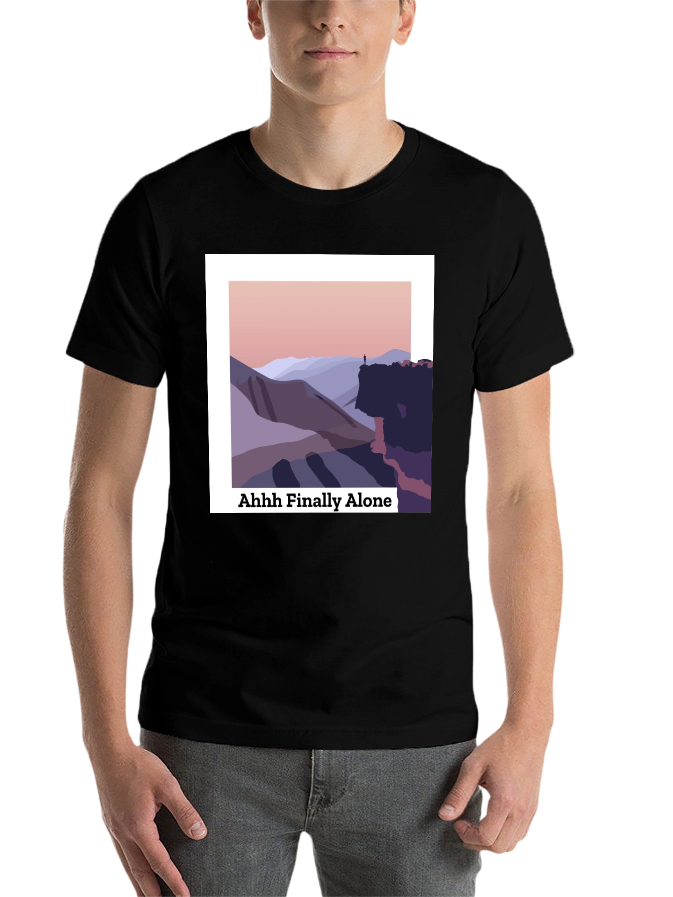 Black Finally Alone Graphic T-Shirt view 7