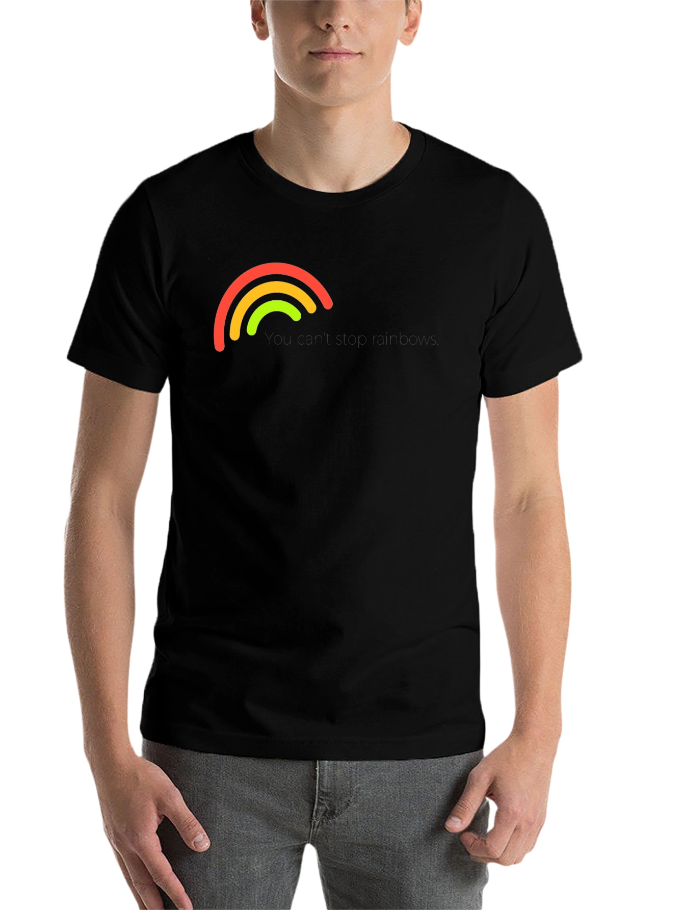 Black Rainbow Arc Graphic Black T-Shirt view 7