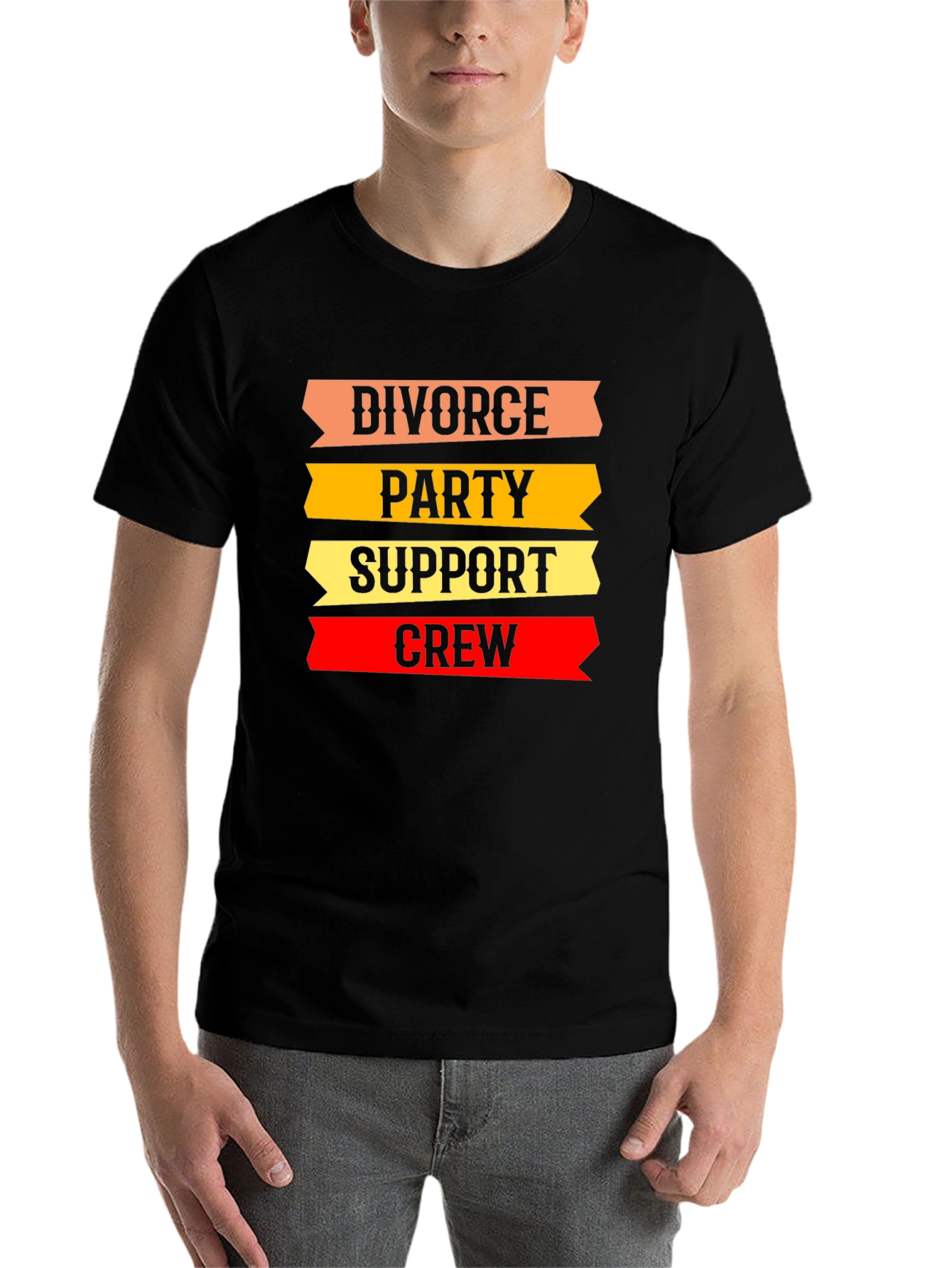 Black Divorce Party Support Crew T-Shirt view 7